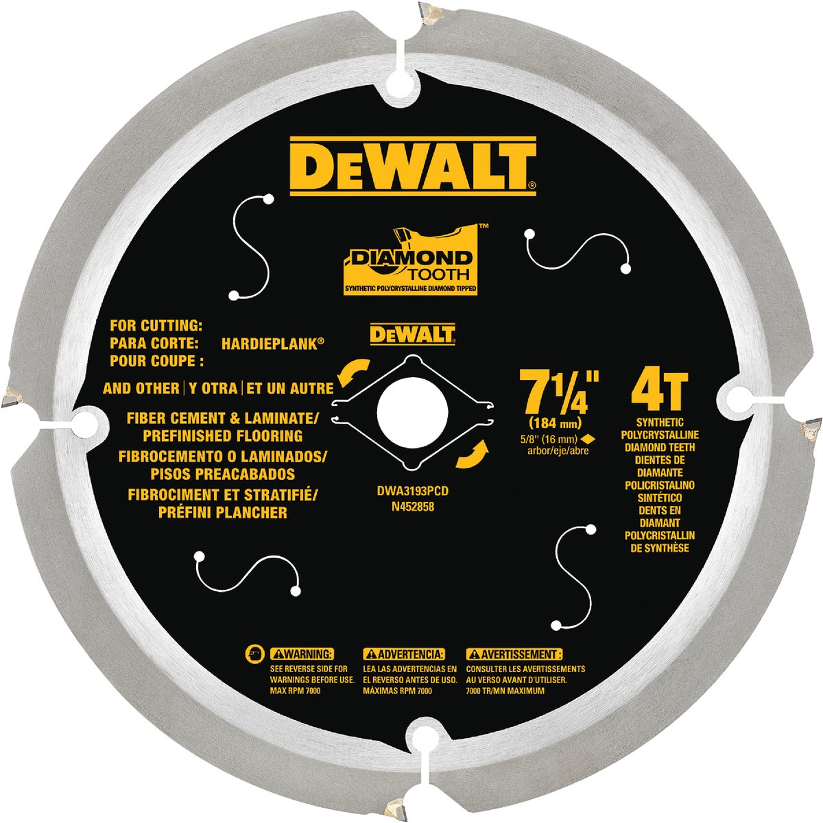 7-1/4" 6T F/CEMENT BLADE - DW3193 by DeWalt