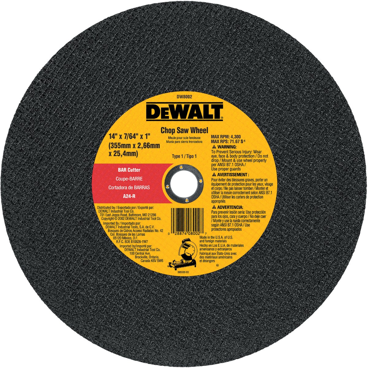 14" CUTOFF BLADE - DW8002 by DeWalt