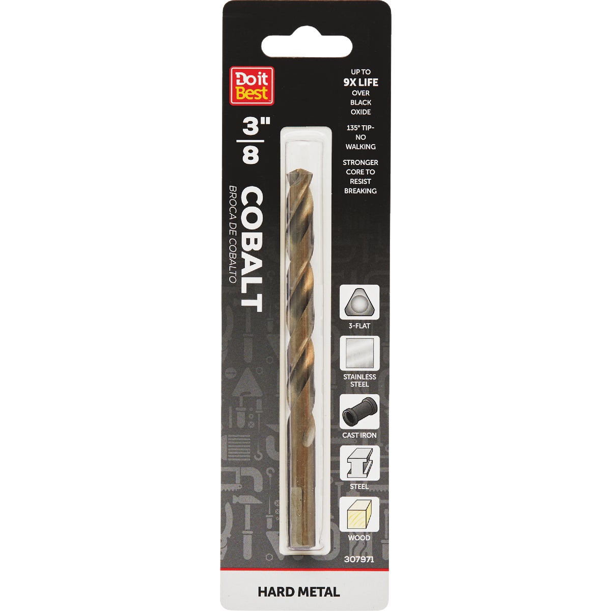 3/8" COBALT DRILL BIT - 250701DB by Mibro/gs
