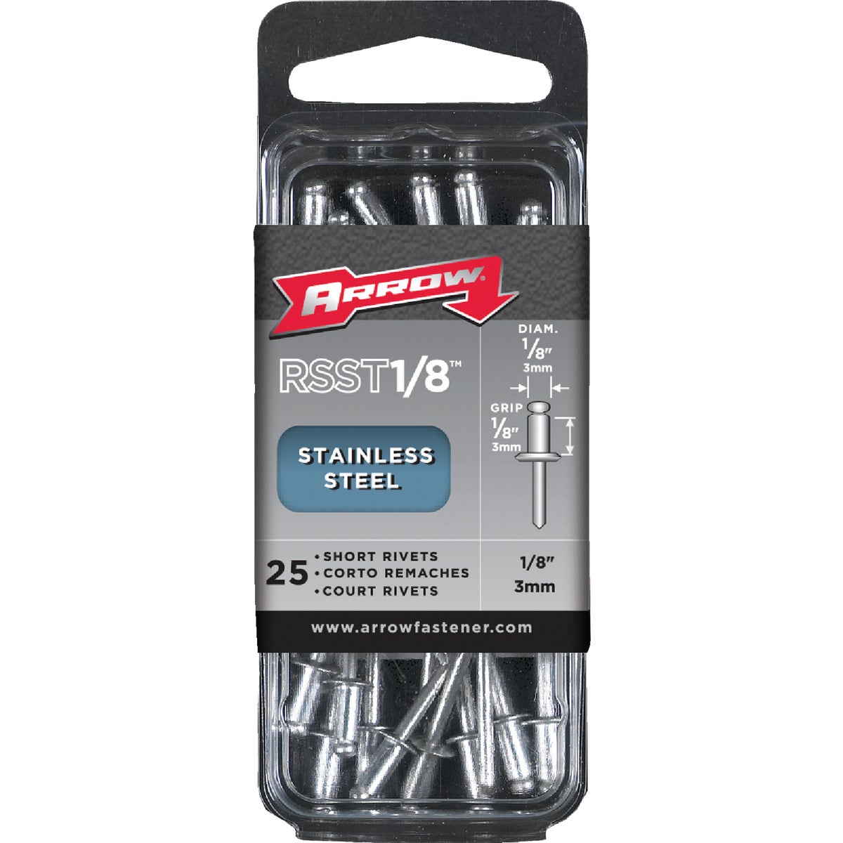 1/8X1/8 SS RIVET - RSST1/8 by Arrow Fastener Co