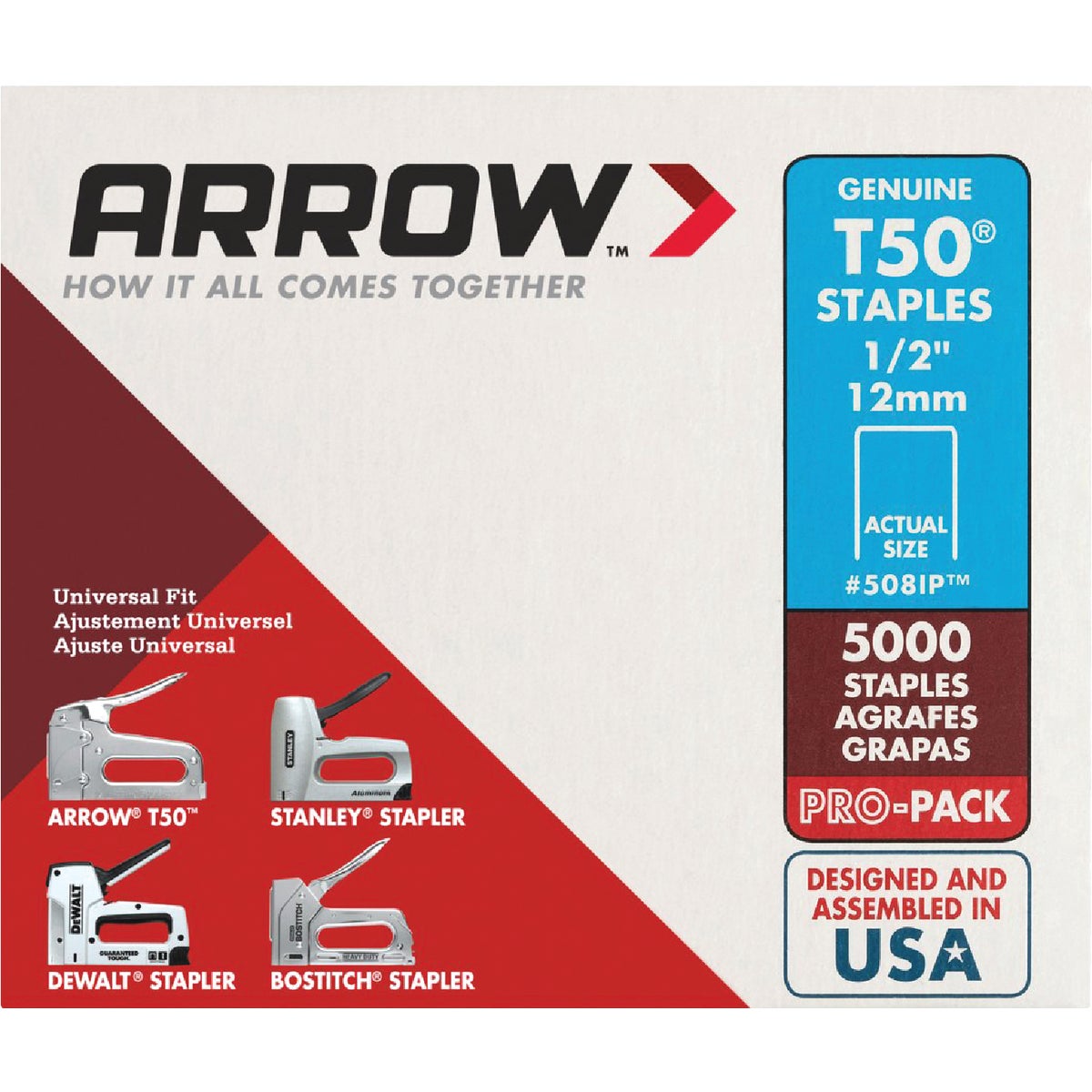 1/2" T50 BULK PK STAPLES - 508IP by Arrow Fastener Co