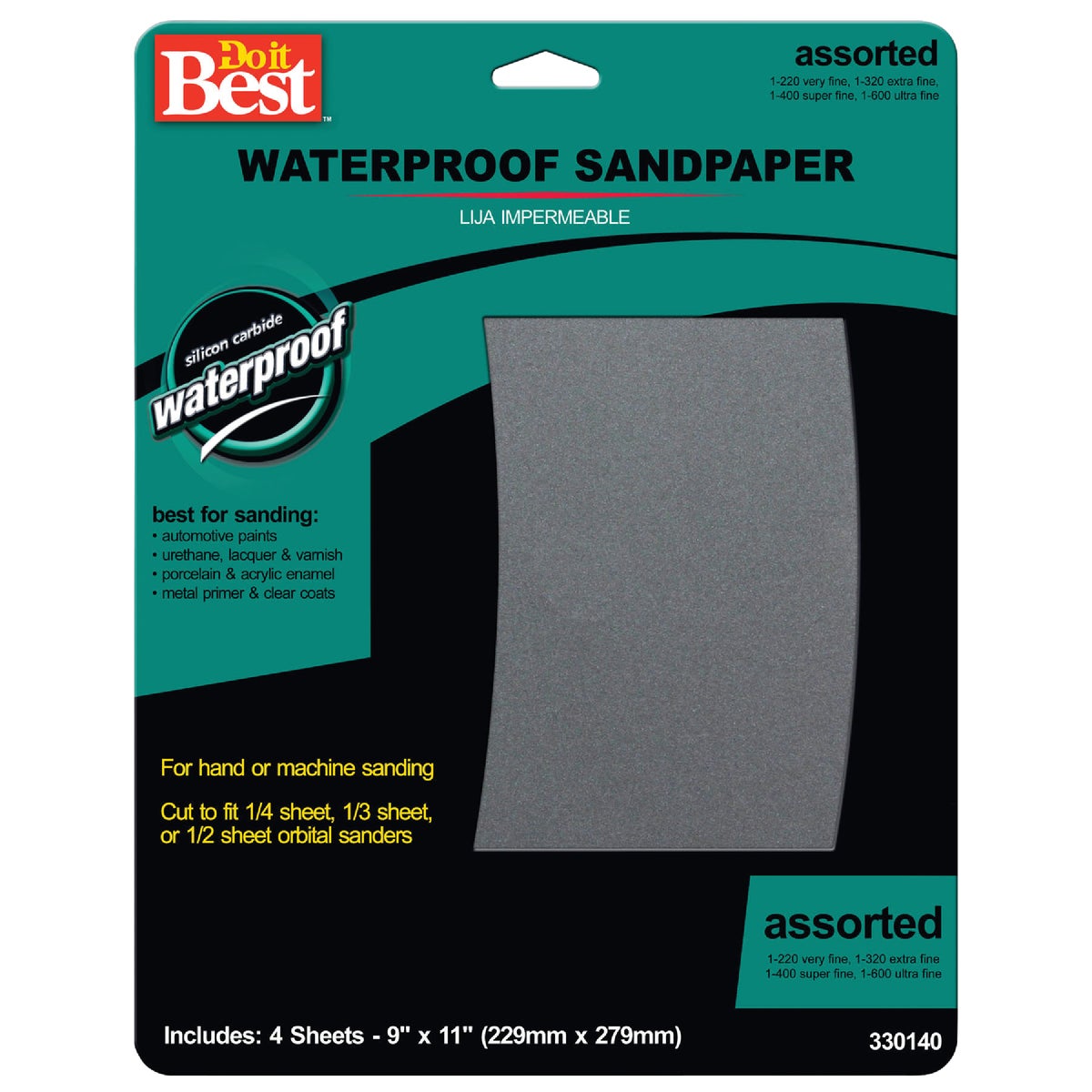 4PK ASTD WET SANDPAPER - 330140 by Ali Industries Inc