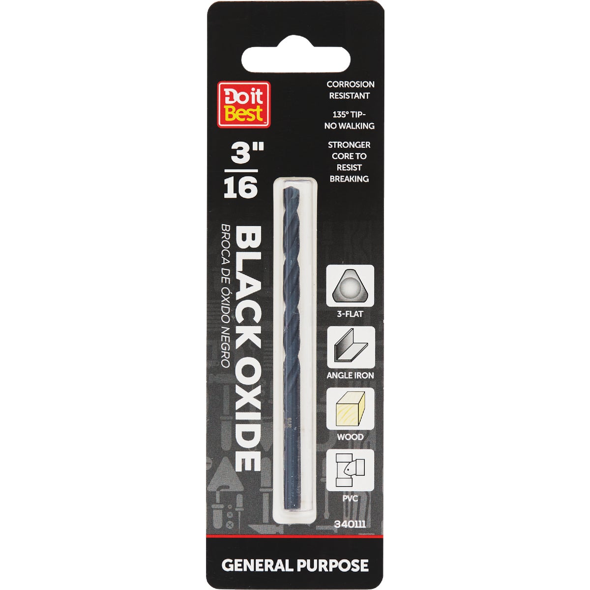 3/16 BLK OXIDE DRILL BIT - 323521DB by Mibro/gs