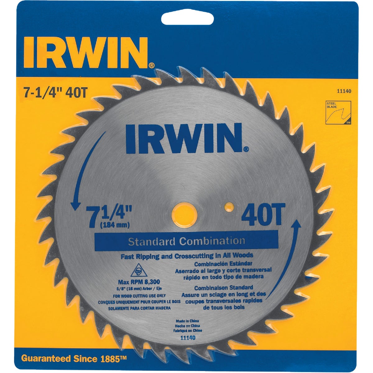 7-1/4" 40T STEEL BLADE - 11140 by Irwin Industr Tool