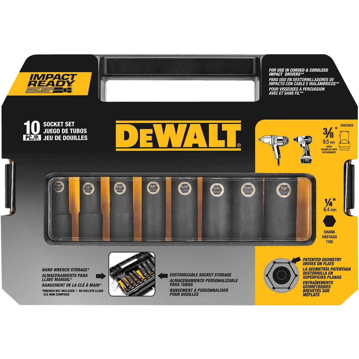 10PC 3/8" DR IMPACT SET - DW22838 by DeWalt