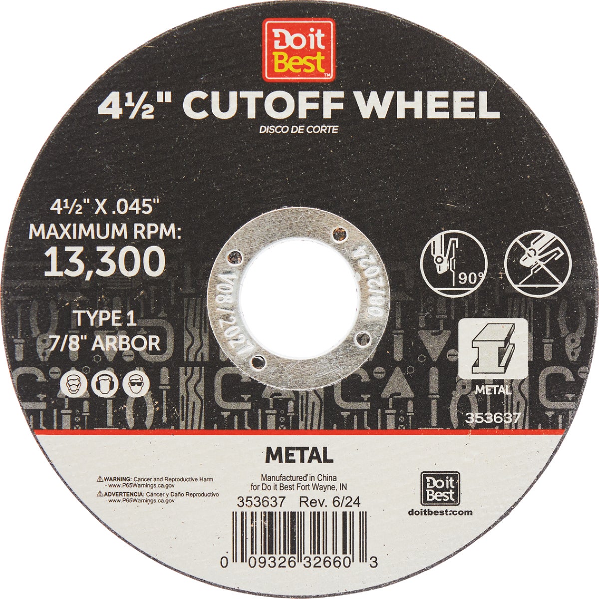 4-1/2" METAL CUT WHEEL - 972840DB by Mibro/gs