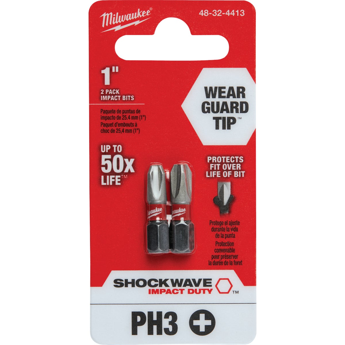 2PK #3 1" PHILLIPS BIT - 48324413 by Milwaukee Accessory