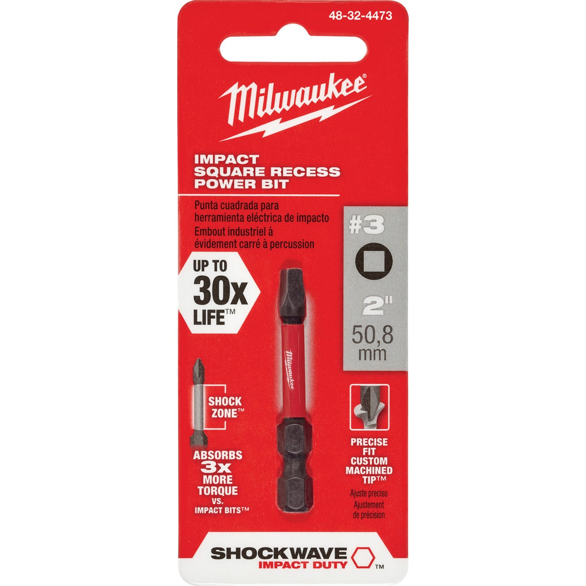 #3 2" SQUARE POWER BIT - 48324473 by Milwaukee Accessory