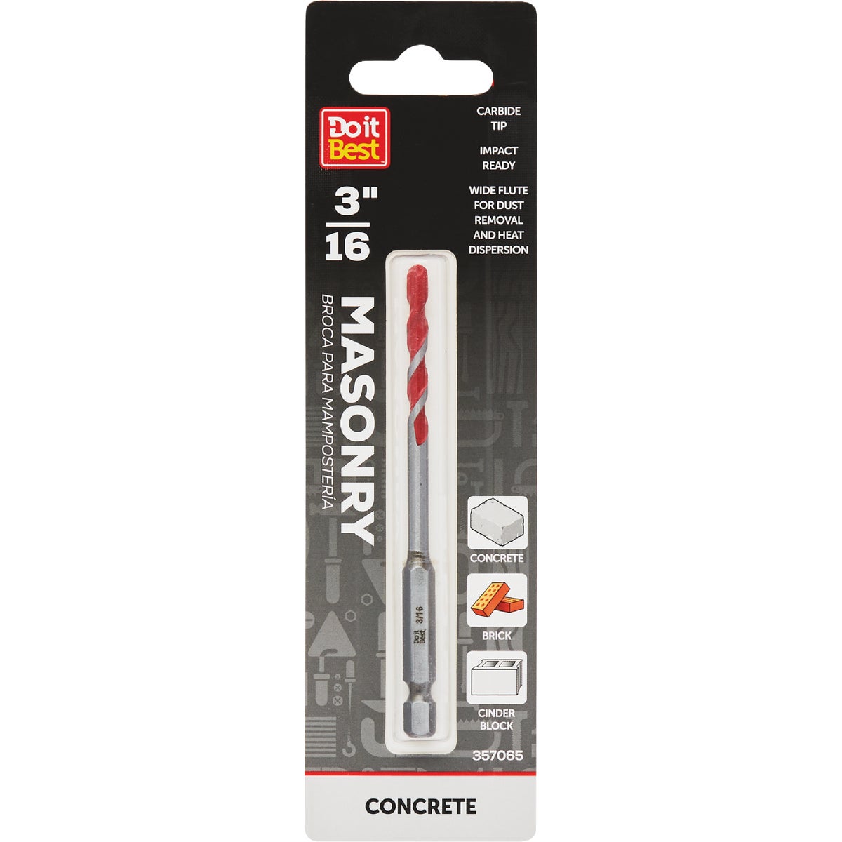 3/16" MASONRY DRILL BIT - 260341DB by Mibro/gs