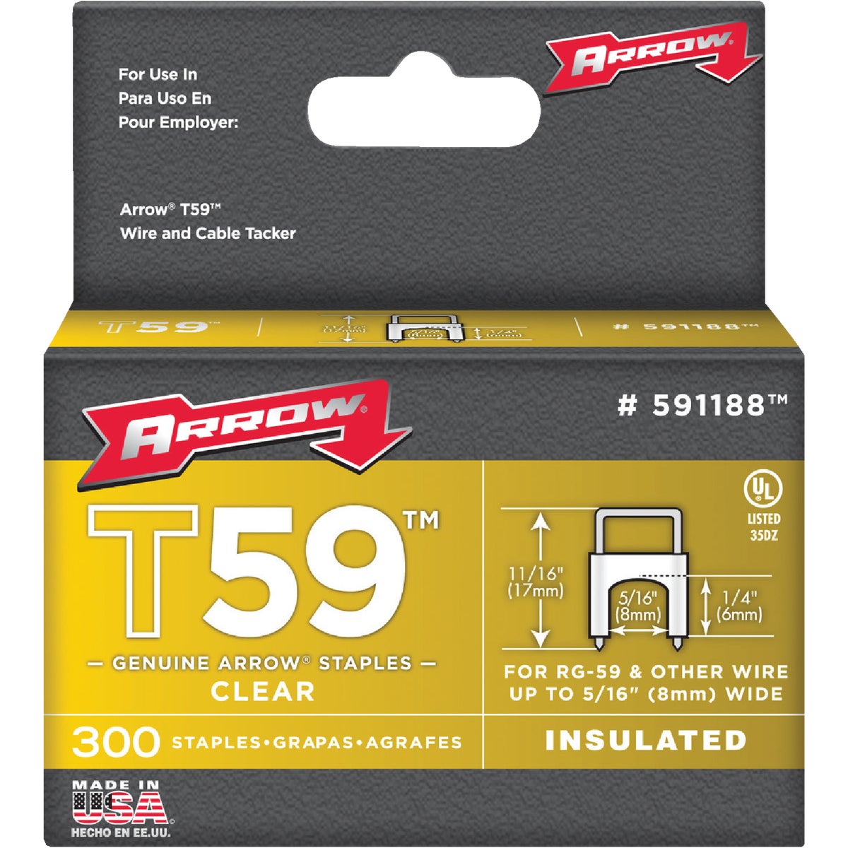 1/4"CLR INSULATED STAPLE - 591188 by Arrow Fastener Co
