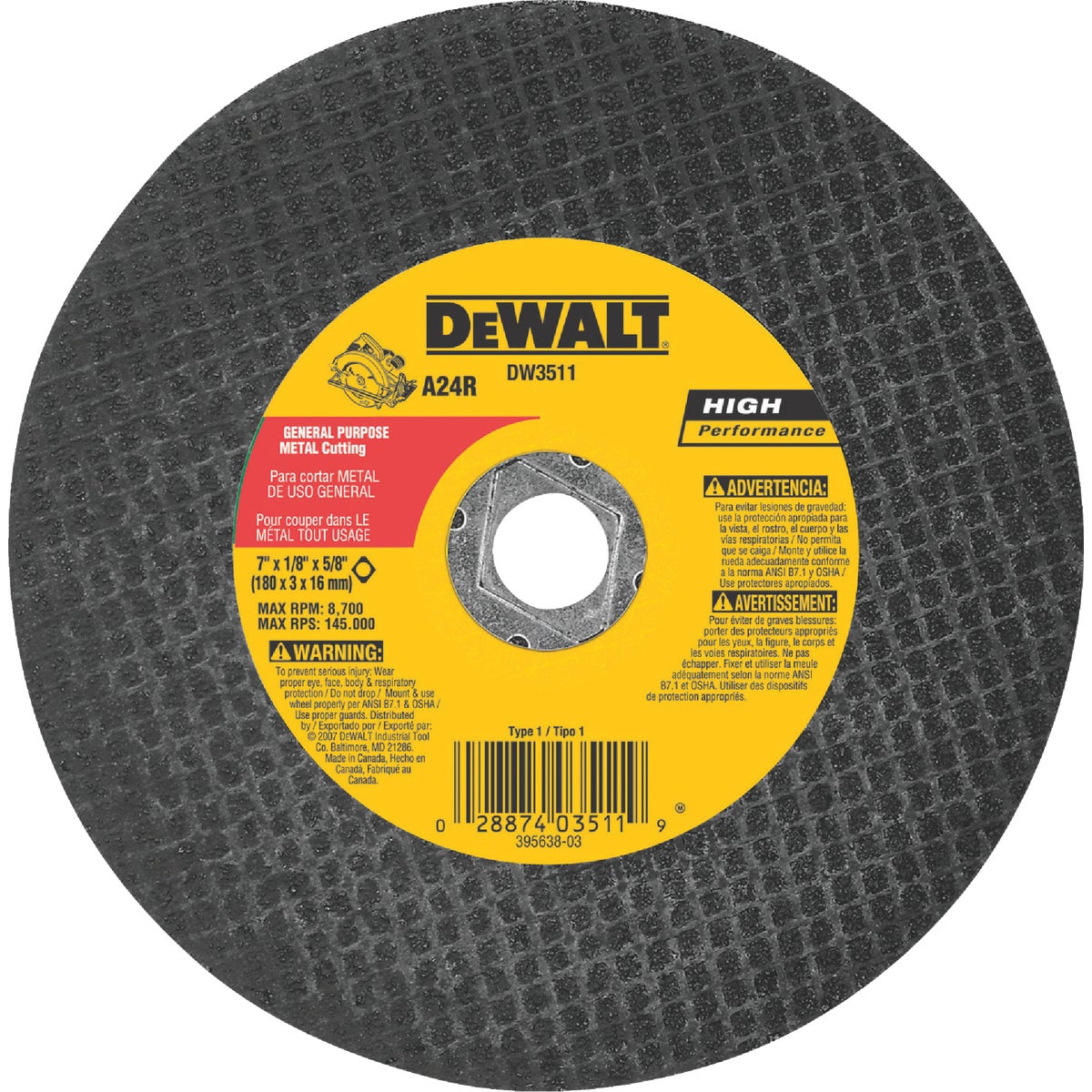 7" METAL ABRASIVE BLADE - DW3511 by DeWalt