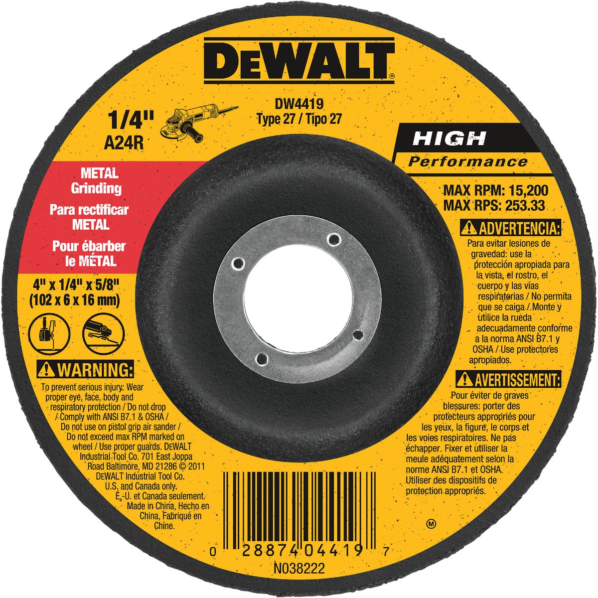4X1/4X5/8 GRIND WHEEL - DW4419 by DeWalt