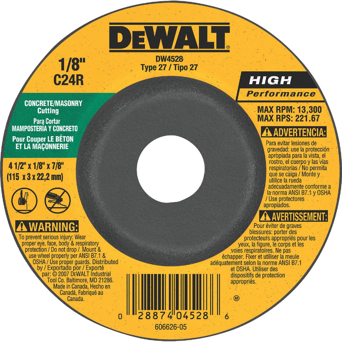 4-1/2X1/8 MASONRY WHEEL - DW4528 by DeWalt