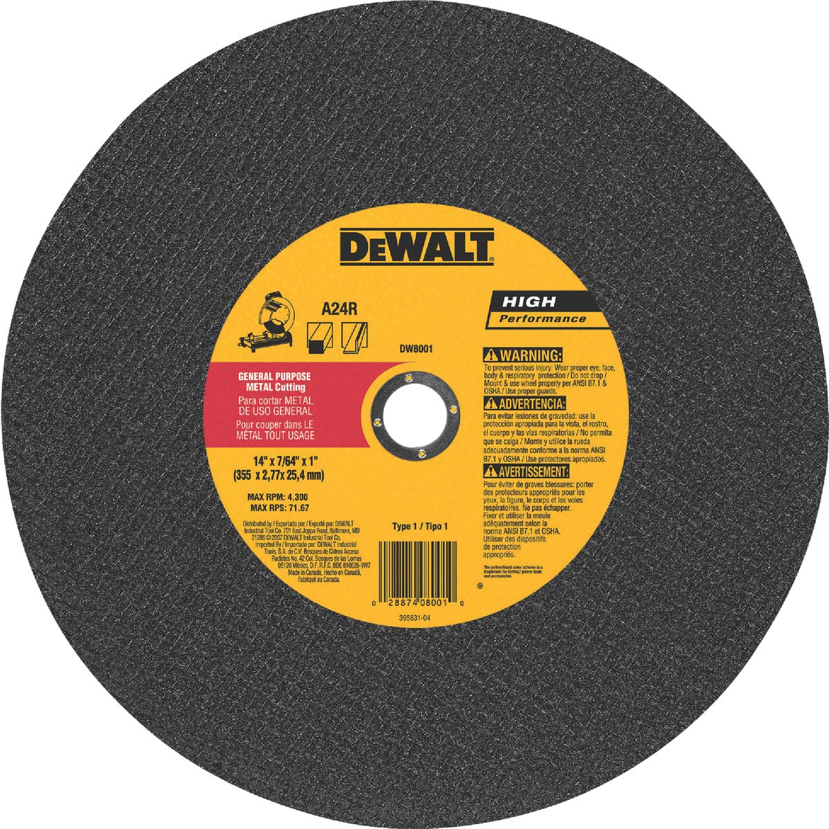 14X7/64 CUTOFF WHEEL - DW8001 by DeWalt