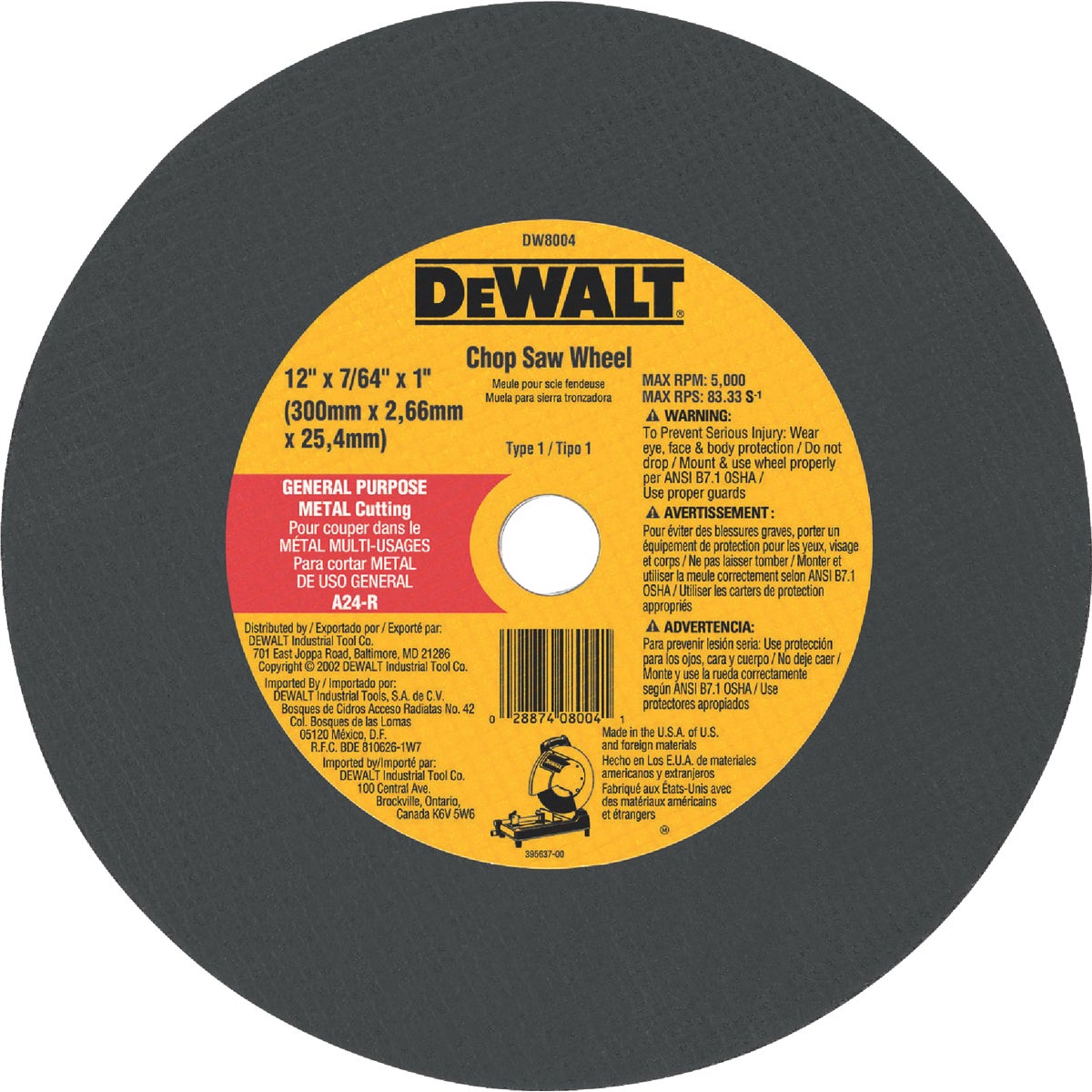 12X7/64 CUTOFF WHEEL - DW8004 by DeWalt