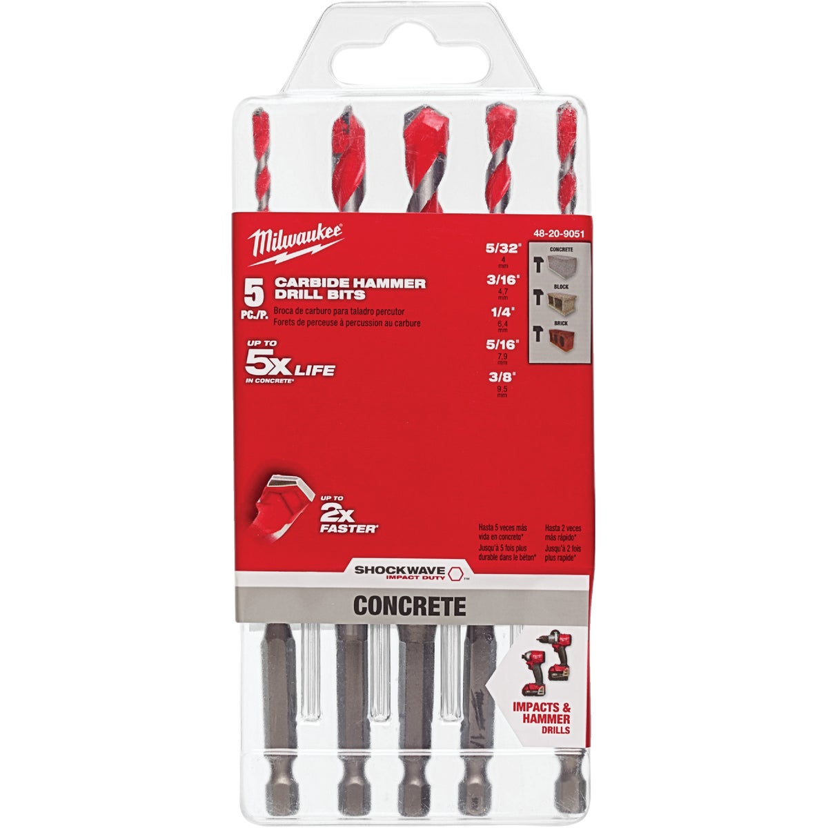 5PC HAMMER MASONRY SET - 48208851 by Milwaukee Accessory