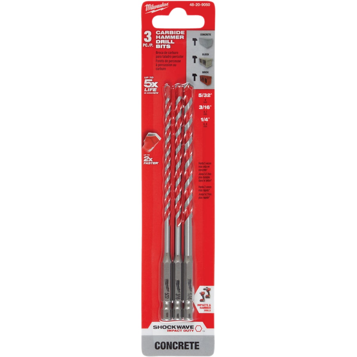 3PC HAMMER MASONRY SET - 48208850 by Milwaukee Accessory