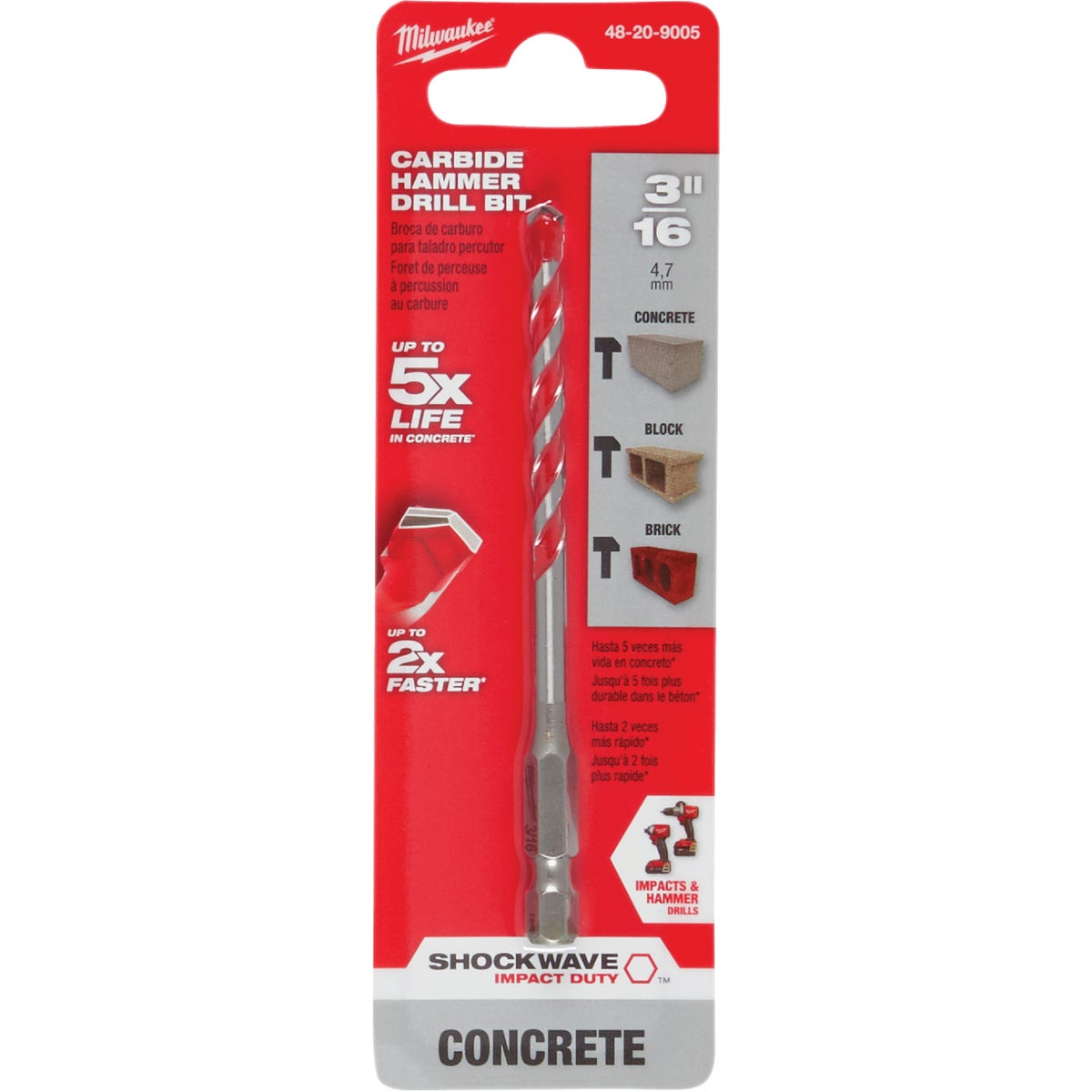 3/16X2X4 PERCUSSION BIT - 48208805 by Milwaukee Accessory