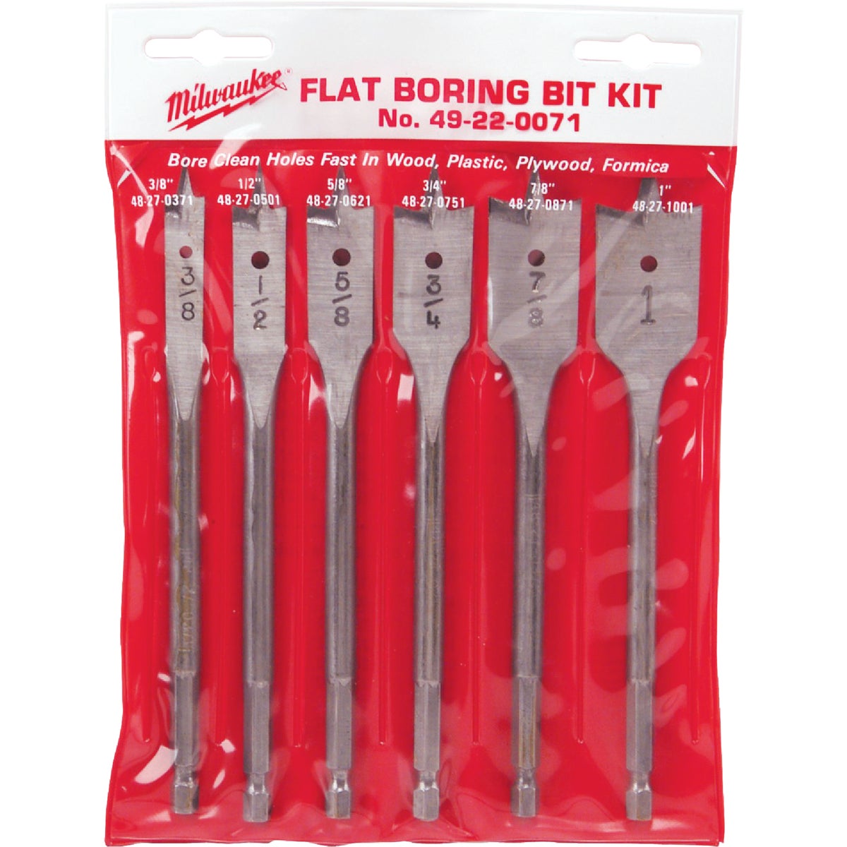 6PC FLAT BORING BIT KIT - 49220071 by Milwaukee Accessory