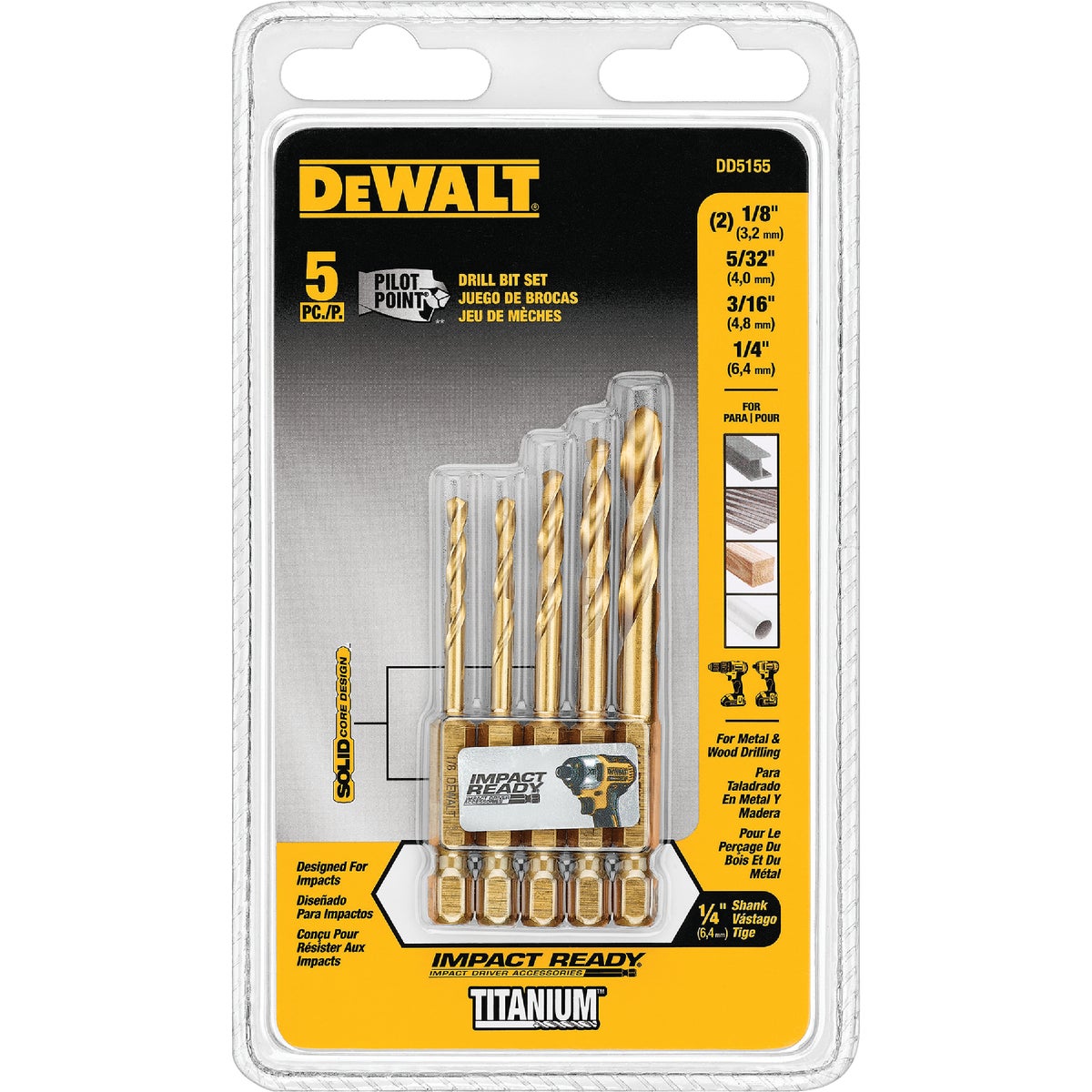 5PC IMPACT DRILLING SET - DD5055 by DeWalt