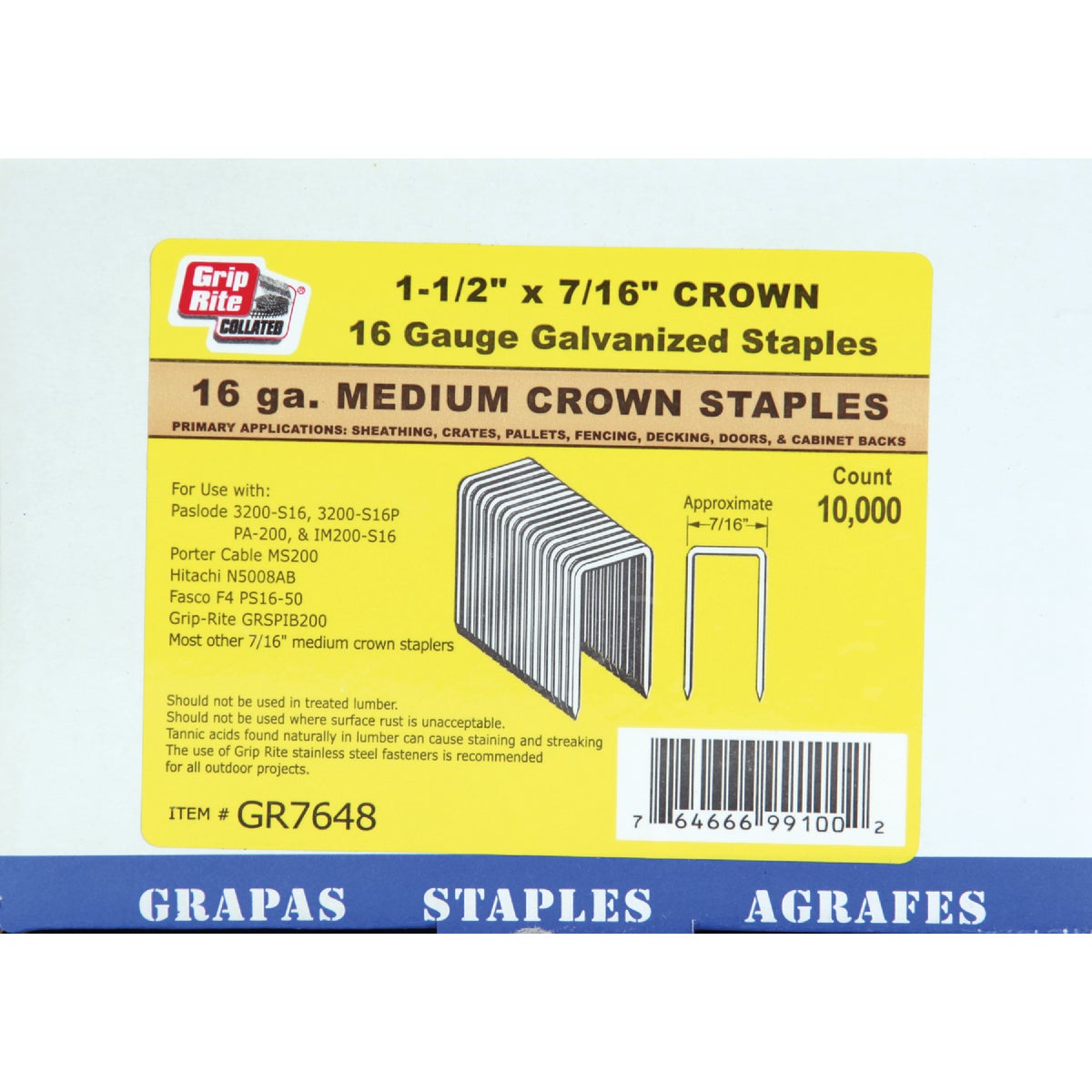 16GA 1-1/2" GALV STAPLE - GR7648 by Prime Source Pneumat