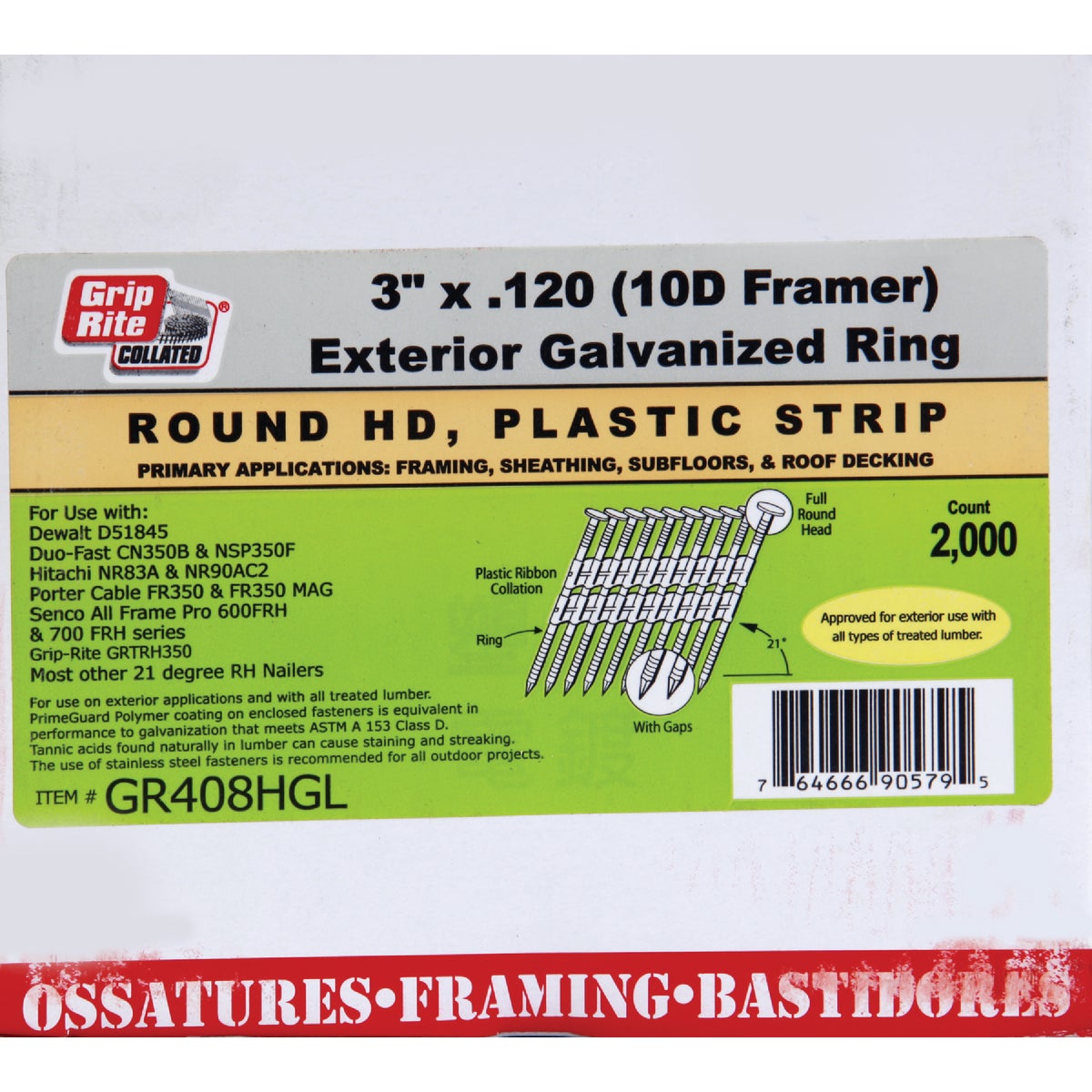 3"X.120 FRAMING NAIL - GR408HGL by Prime Source Pneumat