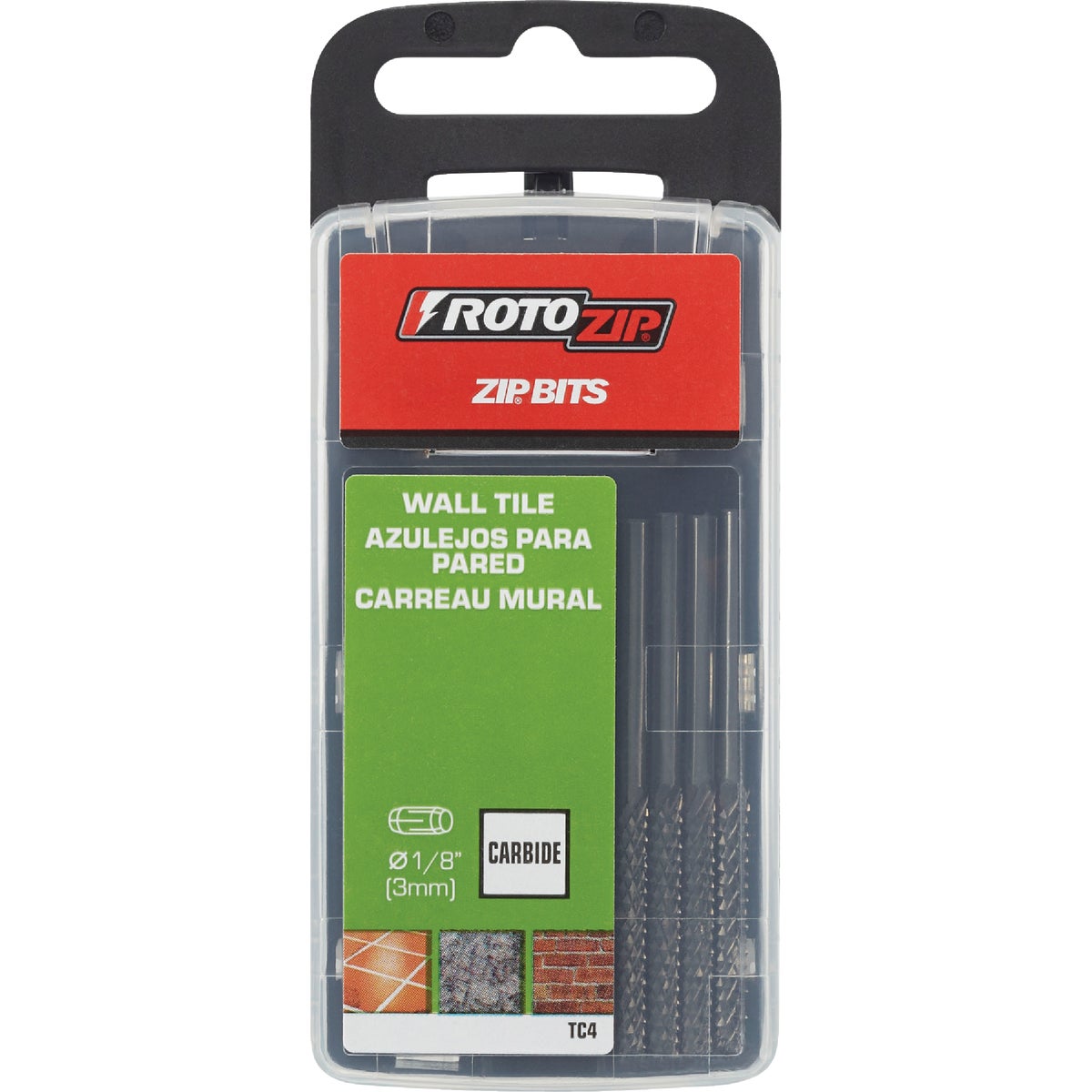 4PC 1/8" TILE ZIP BIT - TC4 by Rotozip Tool Corp