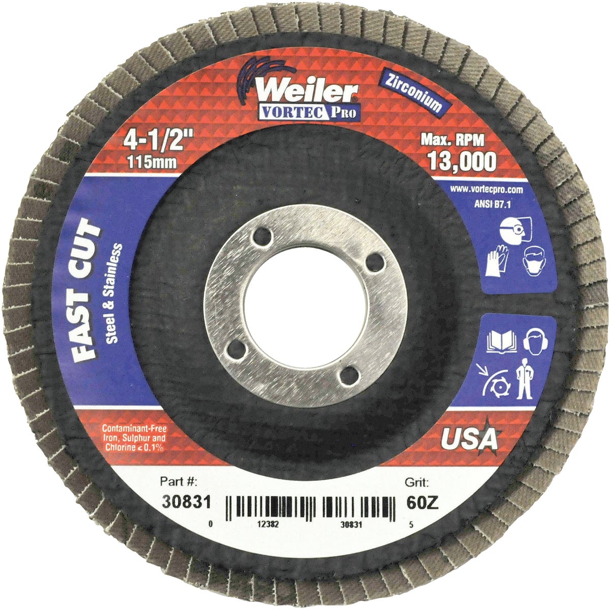 4-1/2" 60G FLAP DISC - 30831 by Weiler Corporation
