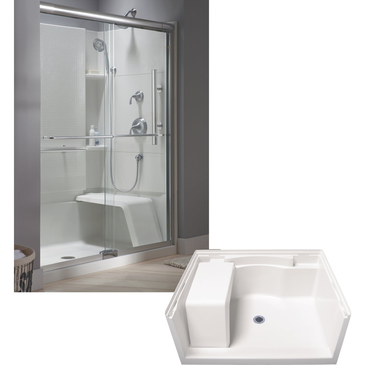 48" SEATED SHOWER BASE - 72281100-0 by Sterling Pbg/vikrell
