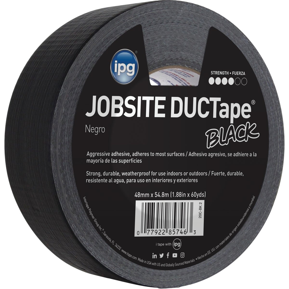 1.87"X60YD BLK DUCT TAPE - 20C-BK2 by Intertape Polymer