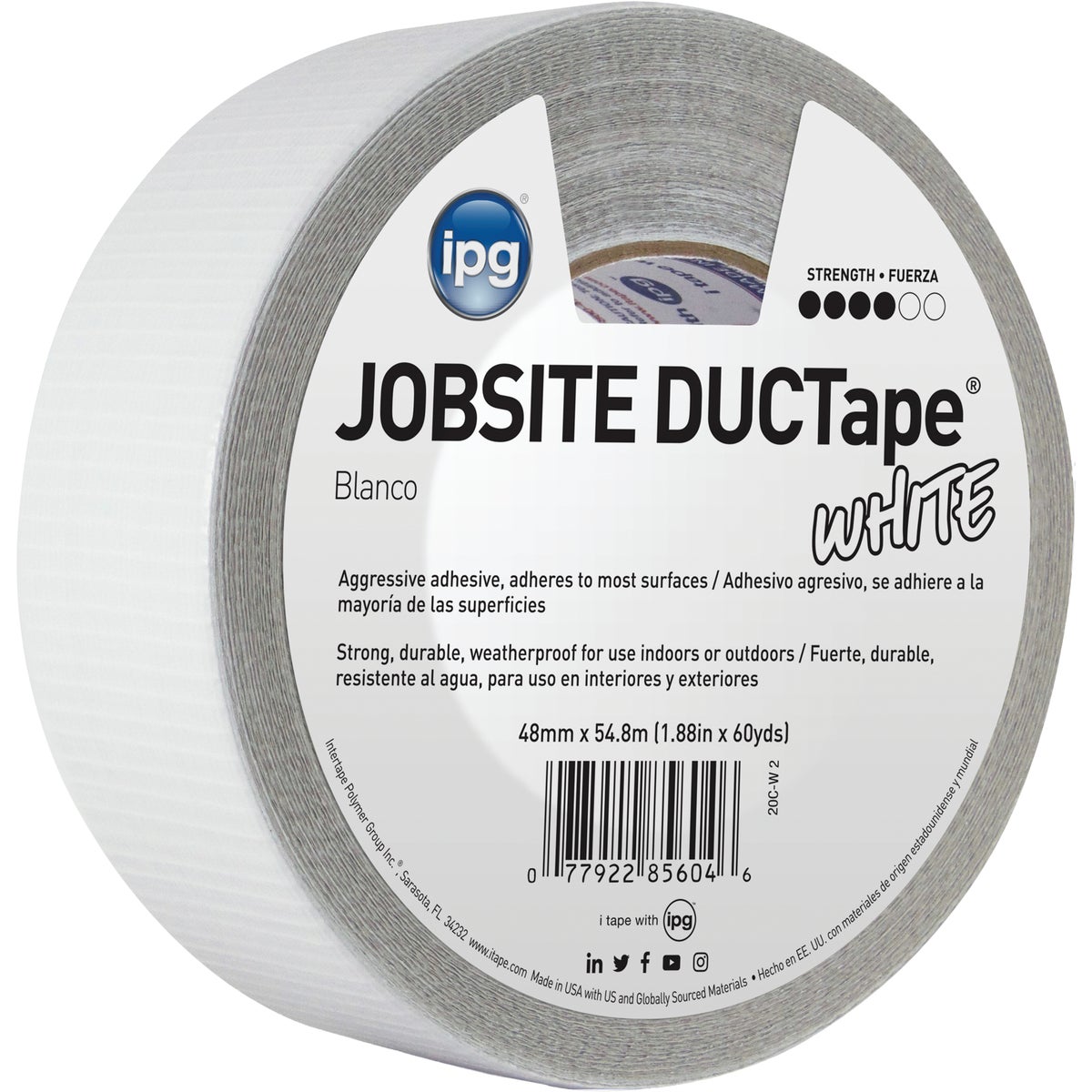1.87"X60YD WHT DUCT TAPE - 20C-W2 by Intertape Polymer