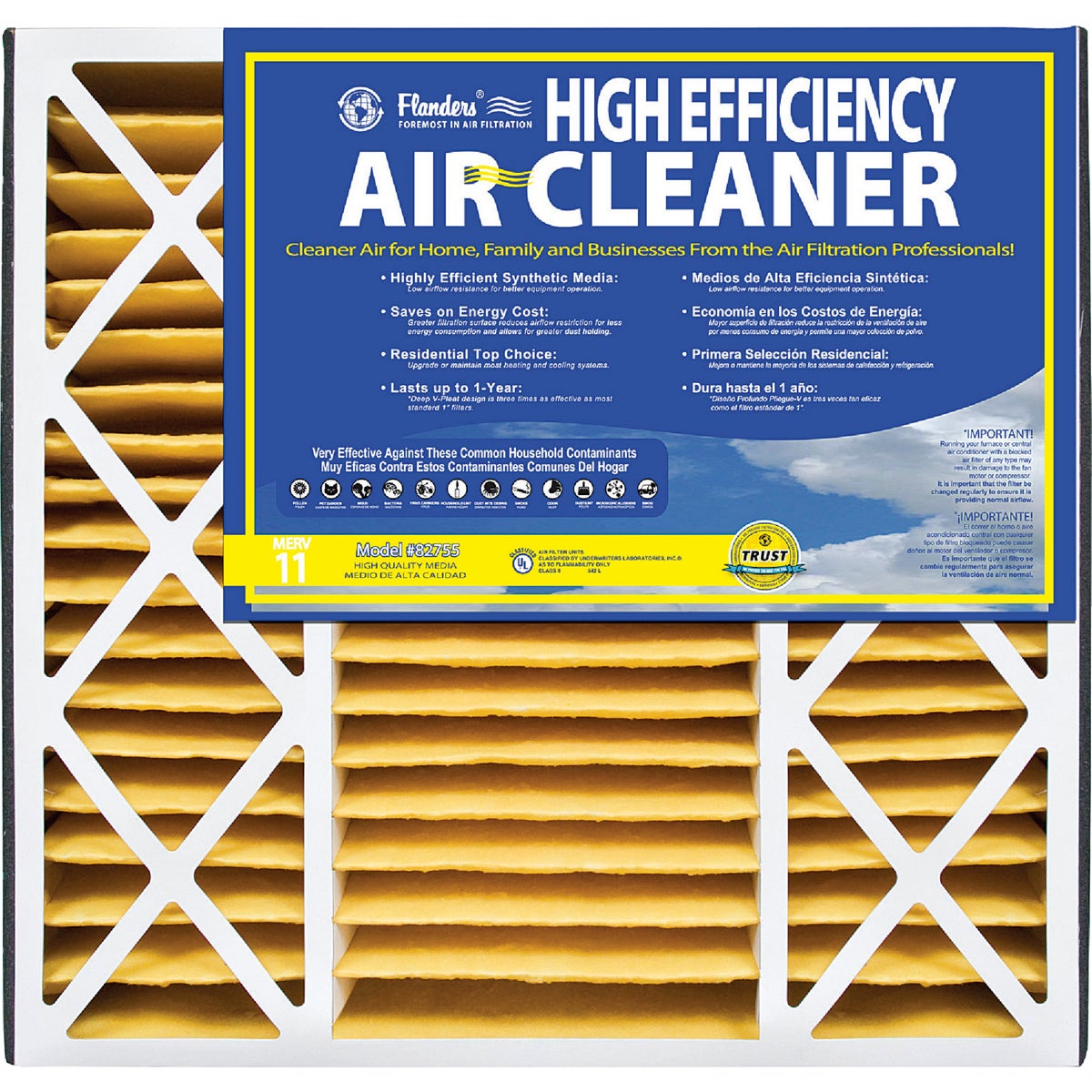 16X25X3 PLTD AIR FILTER - 82755.031625 by Flanders Corp