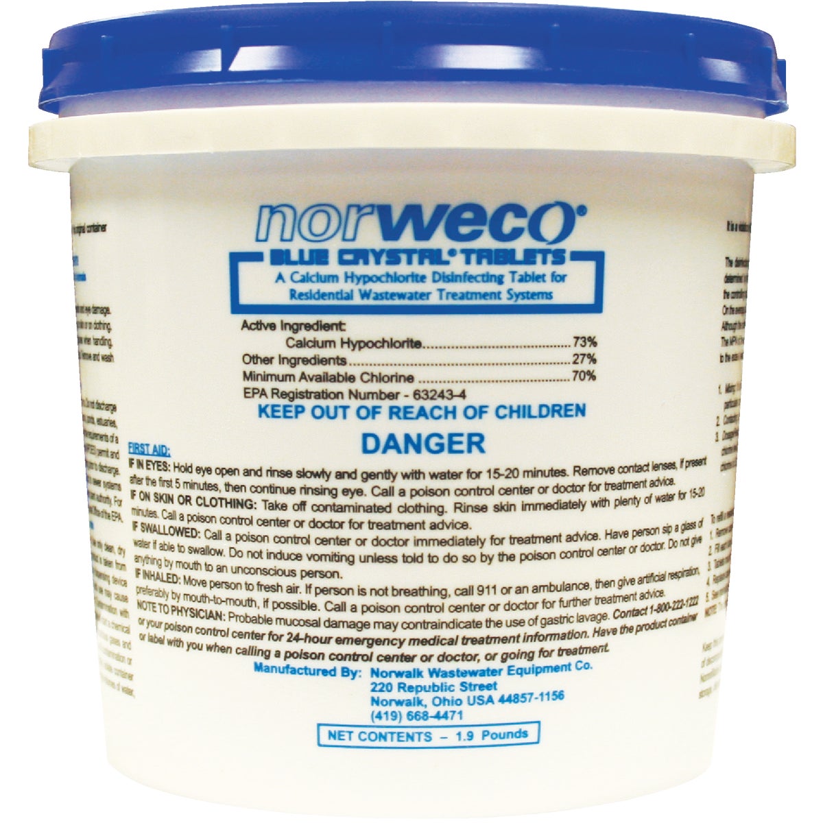 1.9# BLUE CRYSTAL TABS - FSB50005 by Norweco Inc