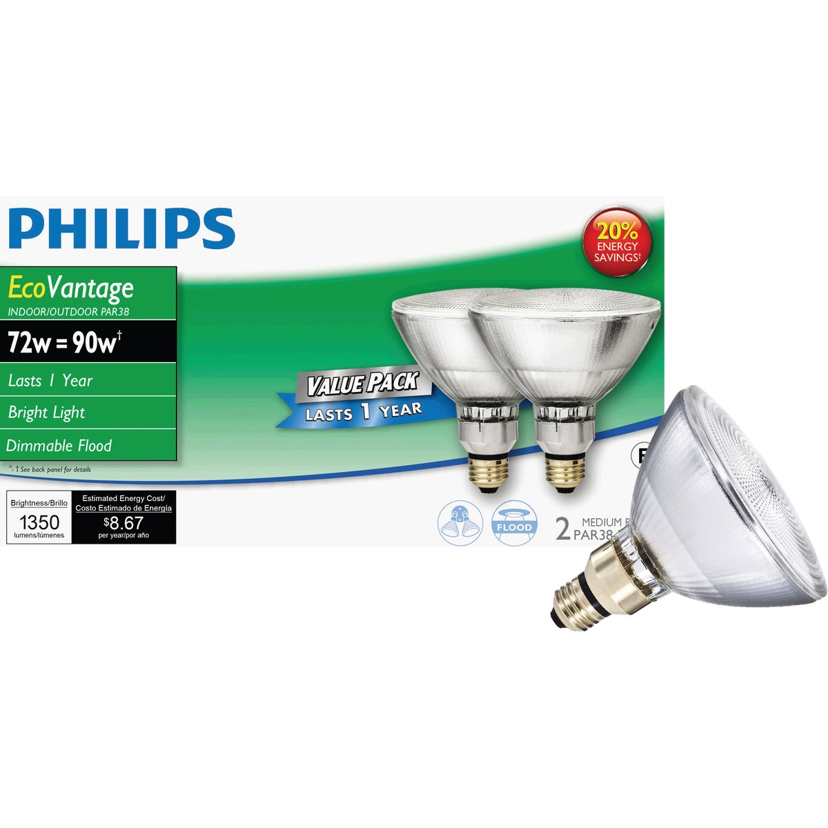90W PAR FLD HALOGEN BULB - 66282 90PARH1500FL25-2PK by G E Lighting