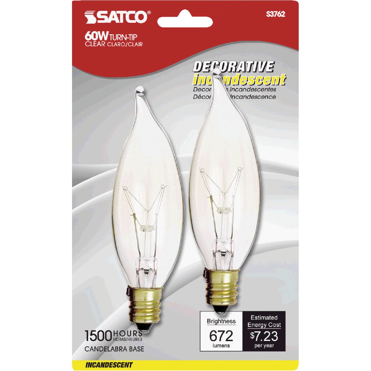 60W 2PK CLR CAND BULB - 66107 60CAC/CL/CD2-MP by G E Lighting