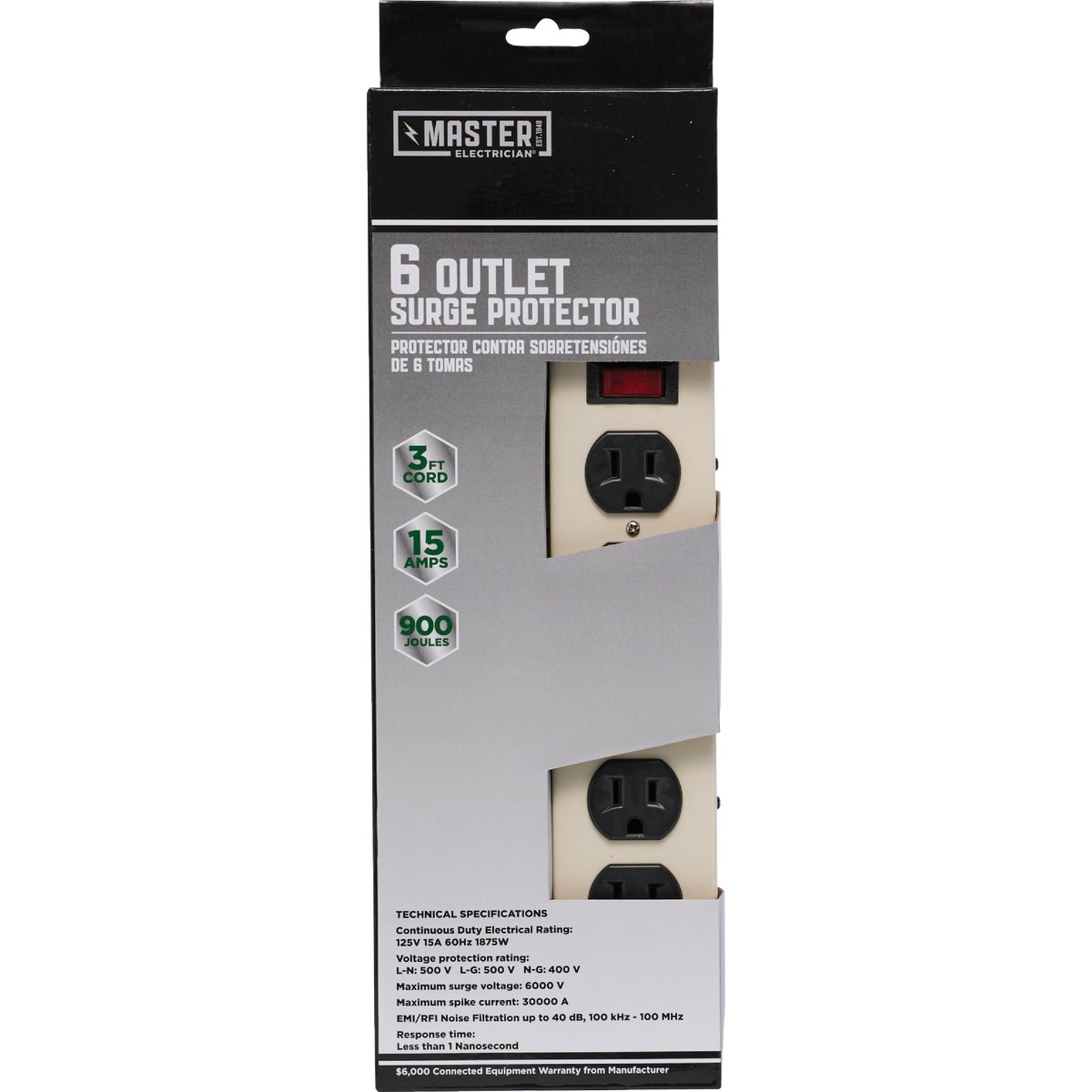 6-OUTLET SURGE STRIP - 500283 by Coleman Cable Import