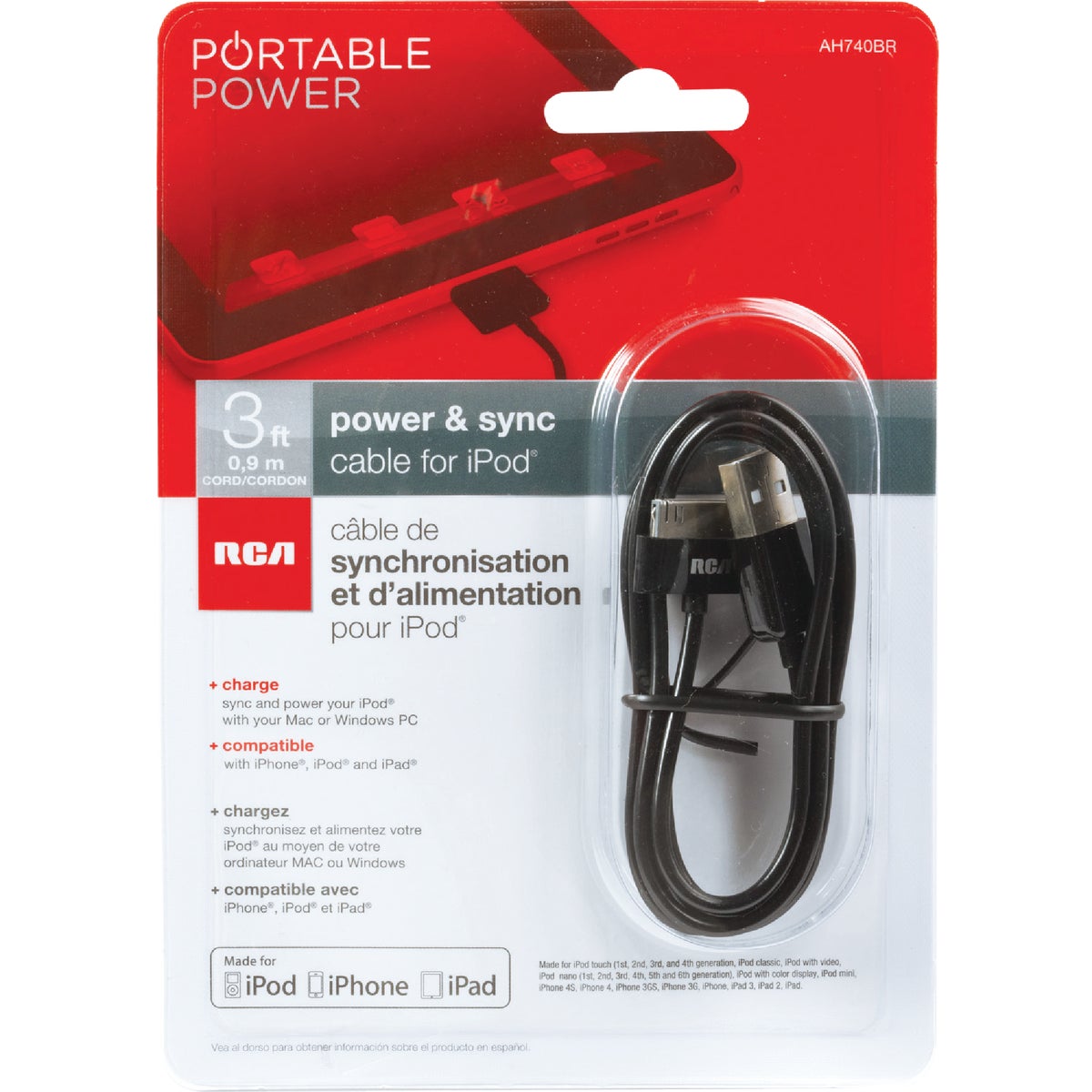 3FT BLK POWER/SYNC CABLE - AH740BR by Audiovox Accessories