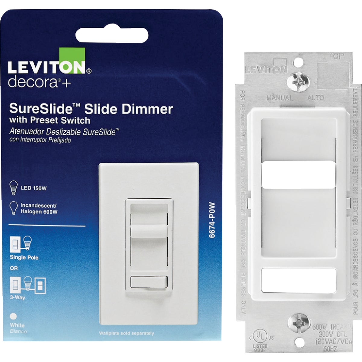WH SP/3W UNIV DIMMER - R62-06674-P0W by Leviton Mfg Co