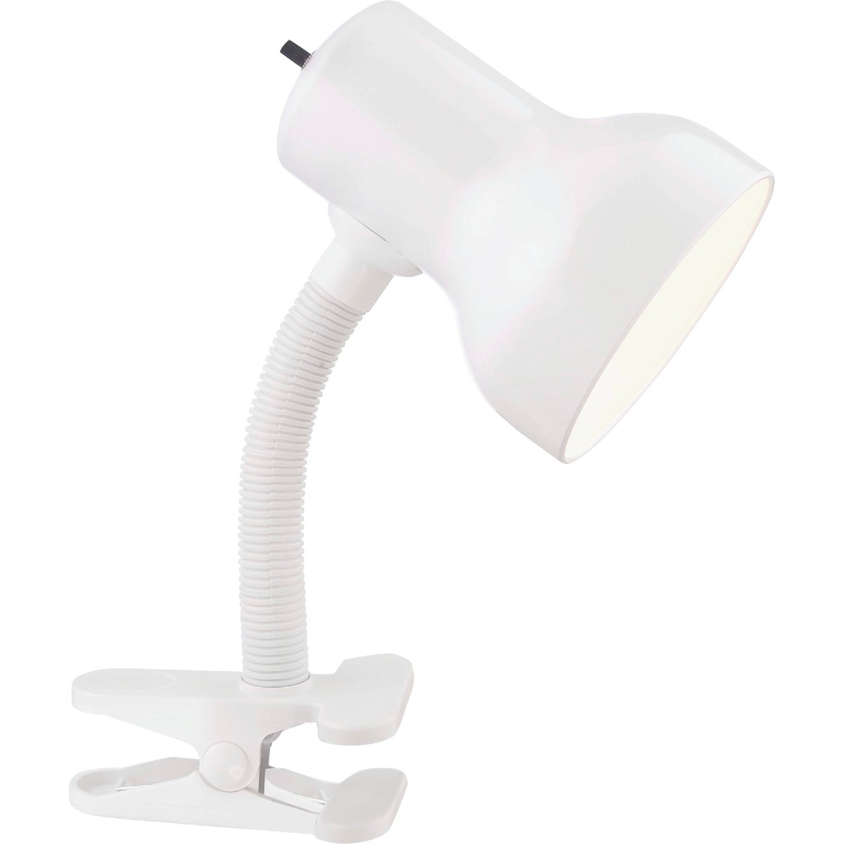 WHT GOSNECK CLIP-ON LAMP