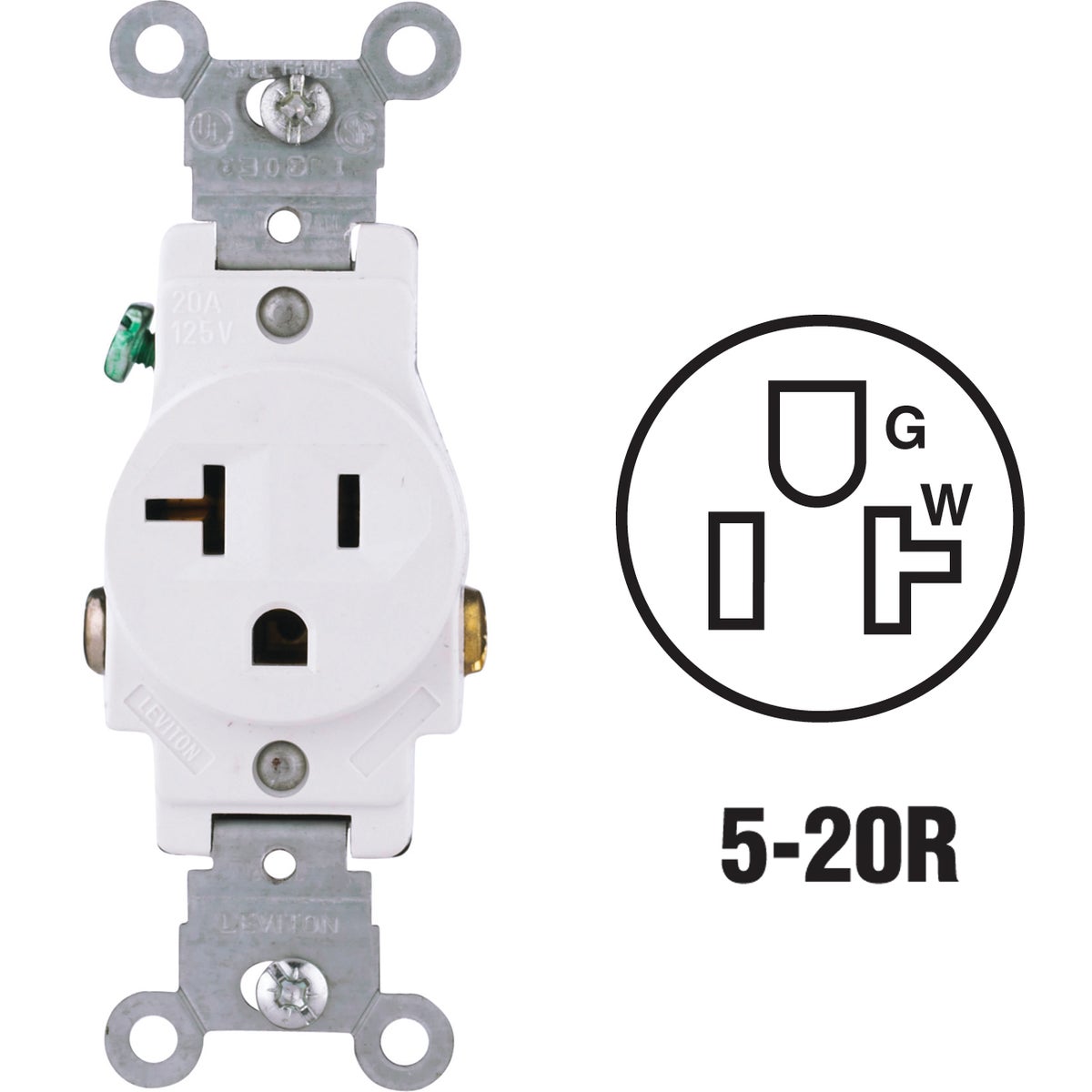 WHT SINGLE OUTLET - S02-5801-KWS by Leviton Mfg Co