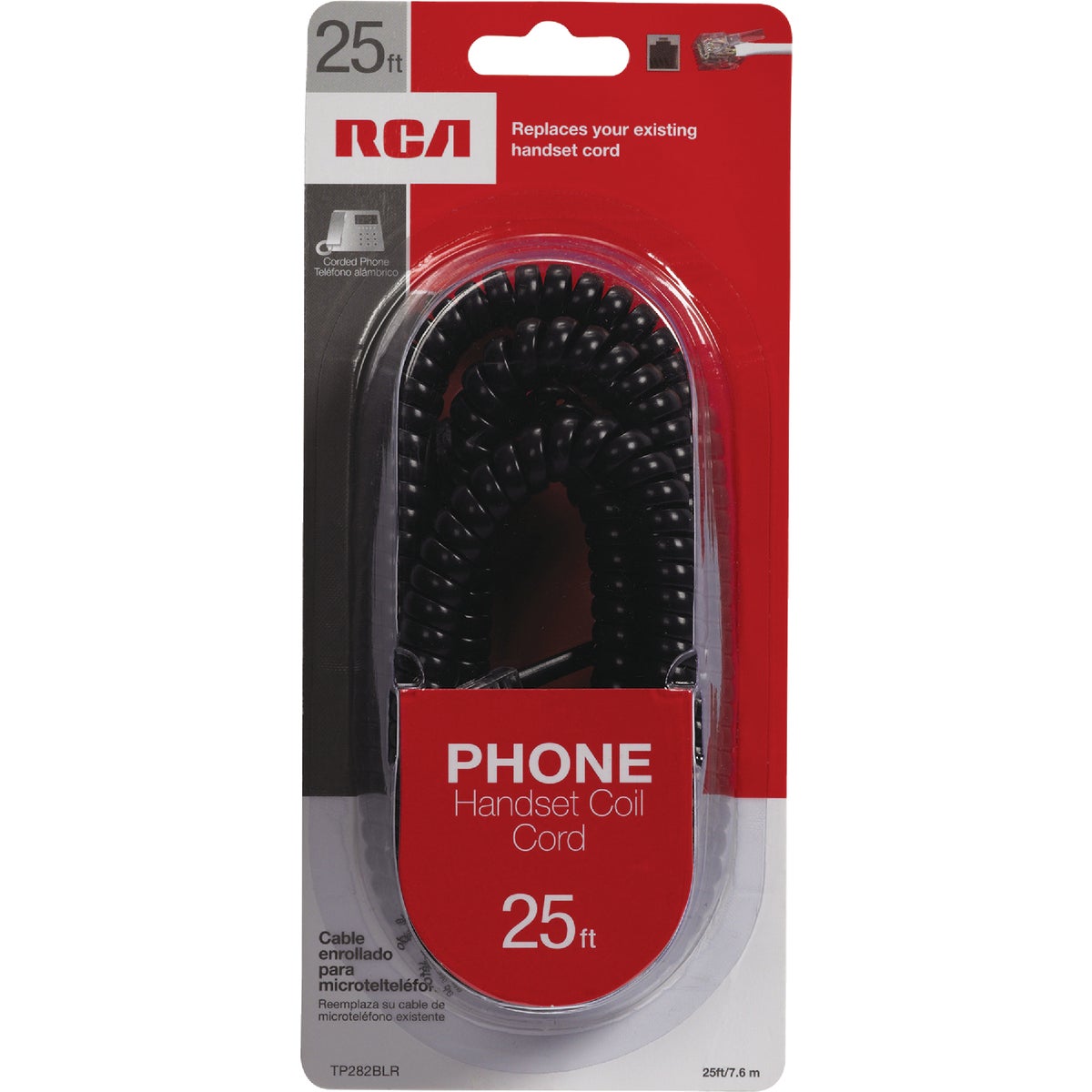 25' BLK PHONE CORD - TP282BLR by Audiovox Accessories