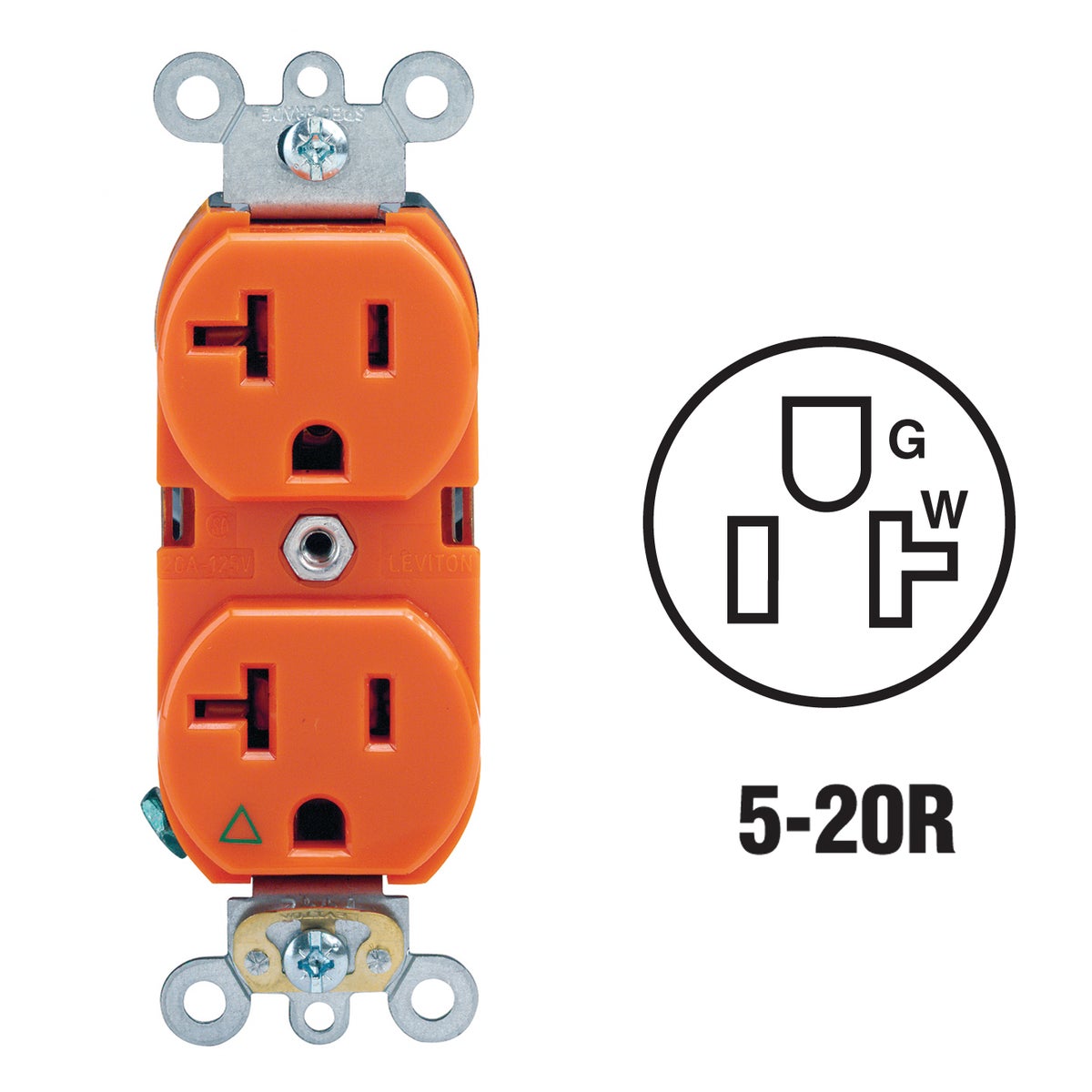 20A ORNG GROUNDED OUTLET - R51-05362-IGS by Leviton Mfg Co