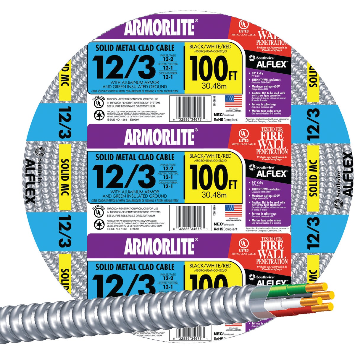 100' 12/3 MC ALUM CABLE - 68583423 by Southwire Company