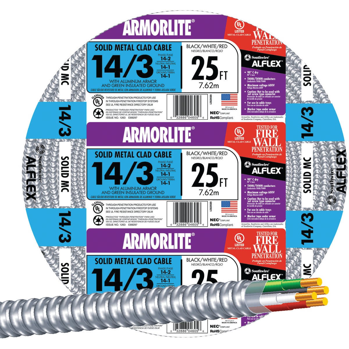 25' 14/3 MC ALUM CABLE - 68582621 by Southwire Company