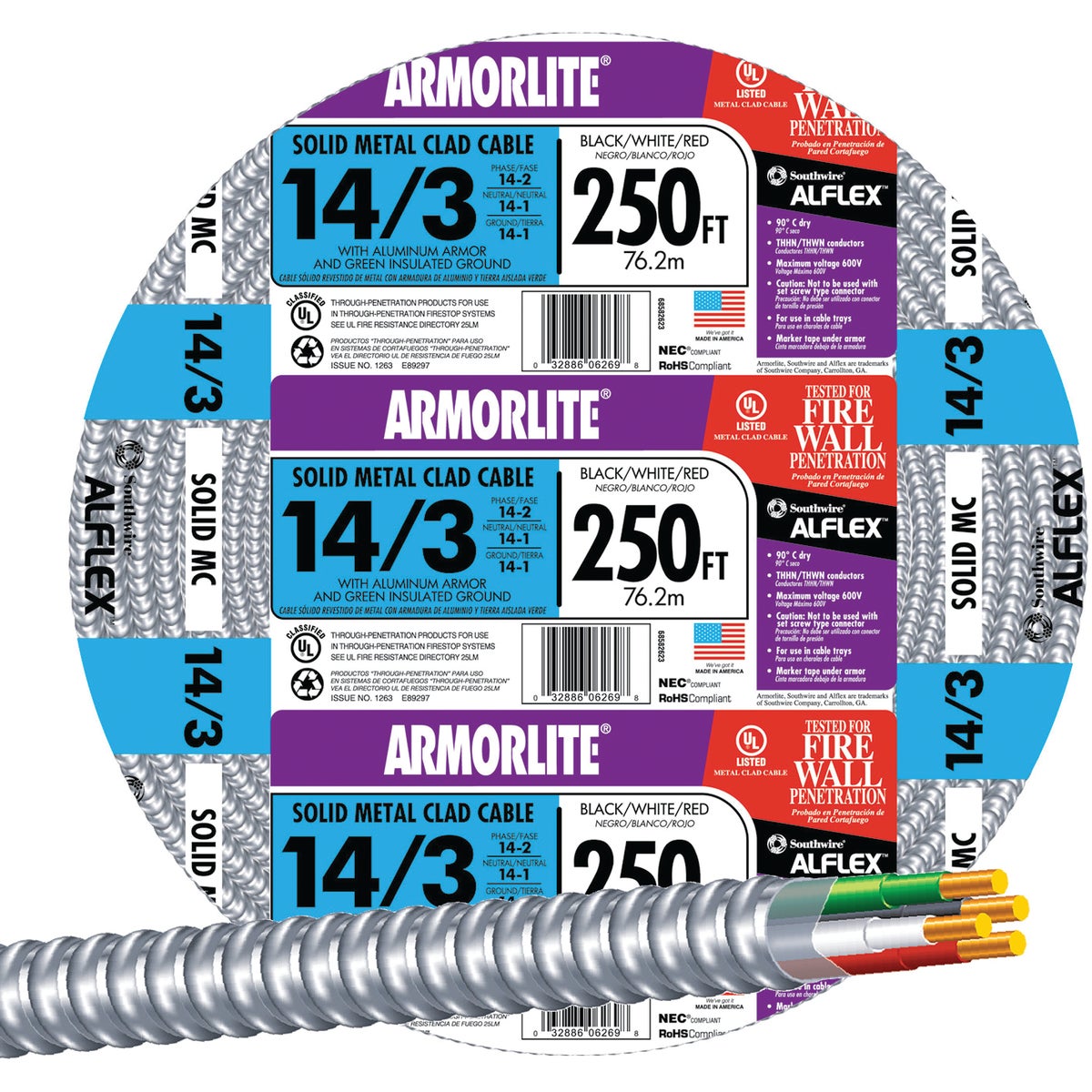250' 14/3 MC ALUM CABLE - 68582601 by Southwire Company