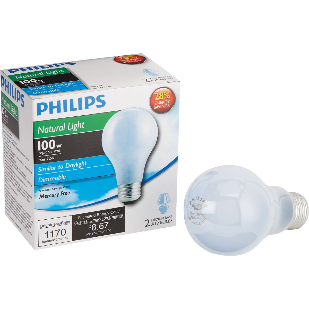 72W RVL WHT HALOGEN BULB - 63009 72A/W/RVL/H-2PK by G E Lighting