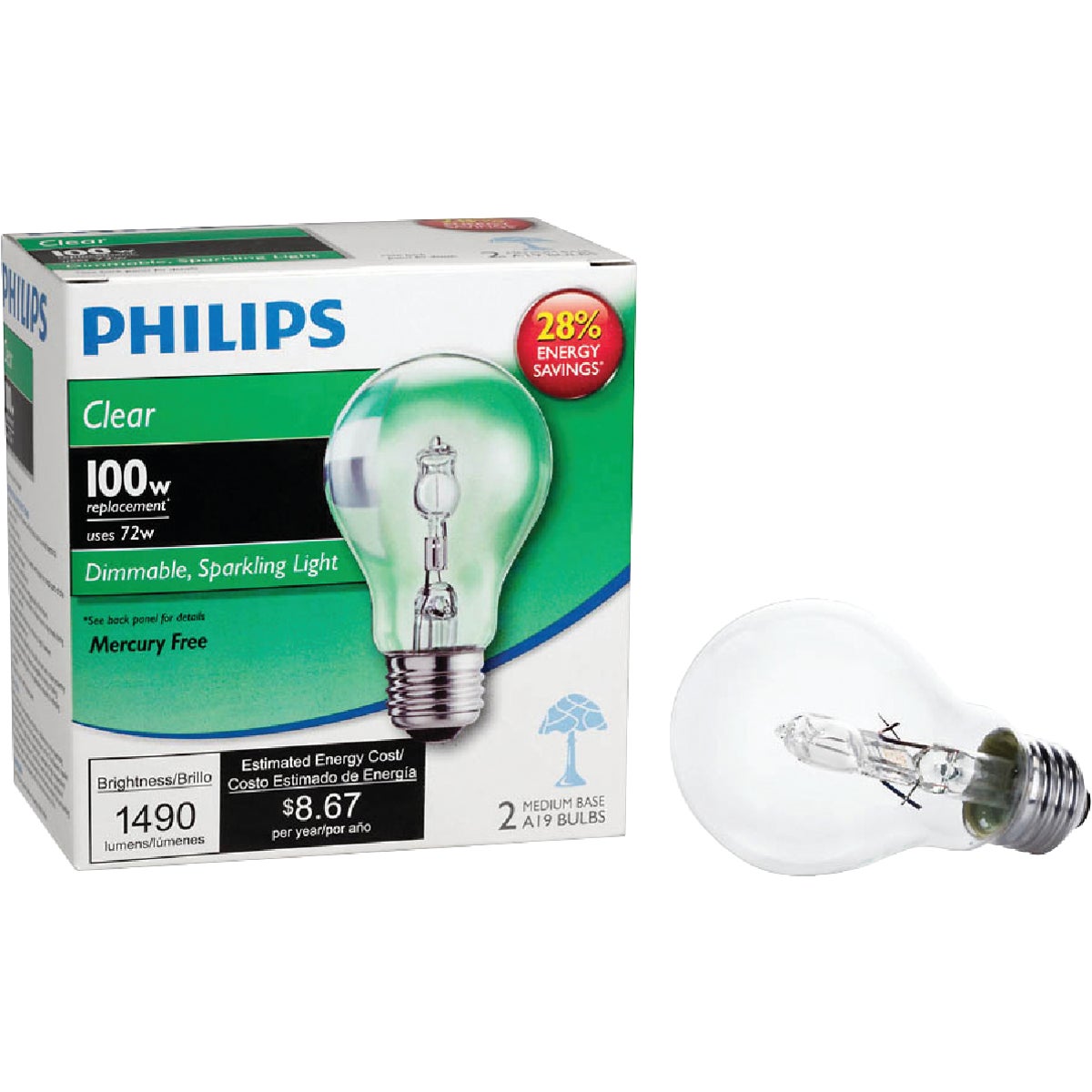 72W CLR A19 HALOGEN BULB - 78798 72A/CL/H2-PK by G E Lighting