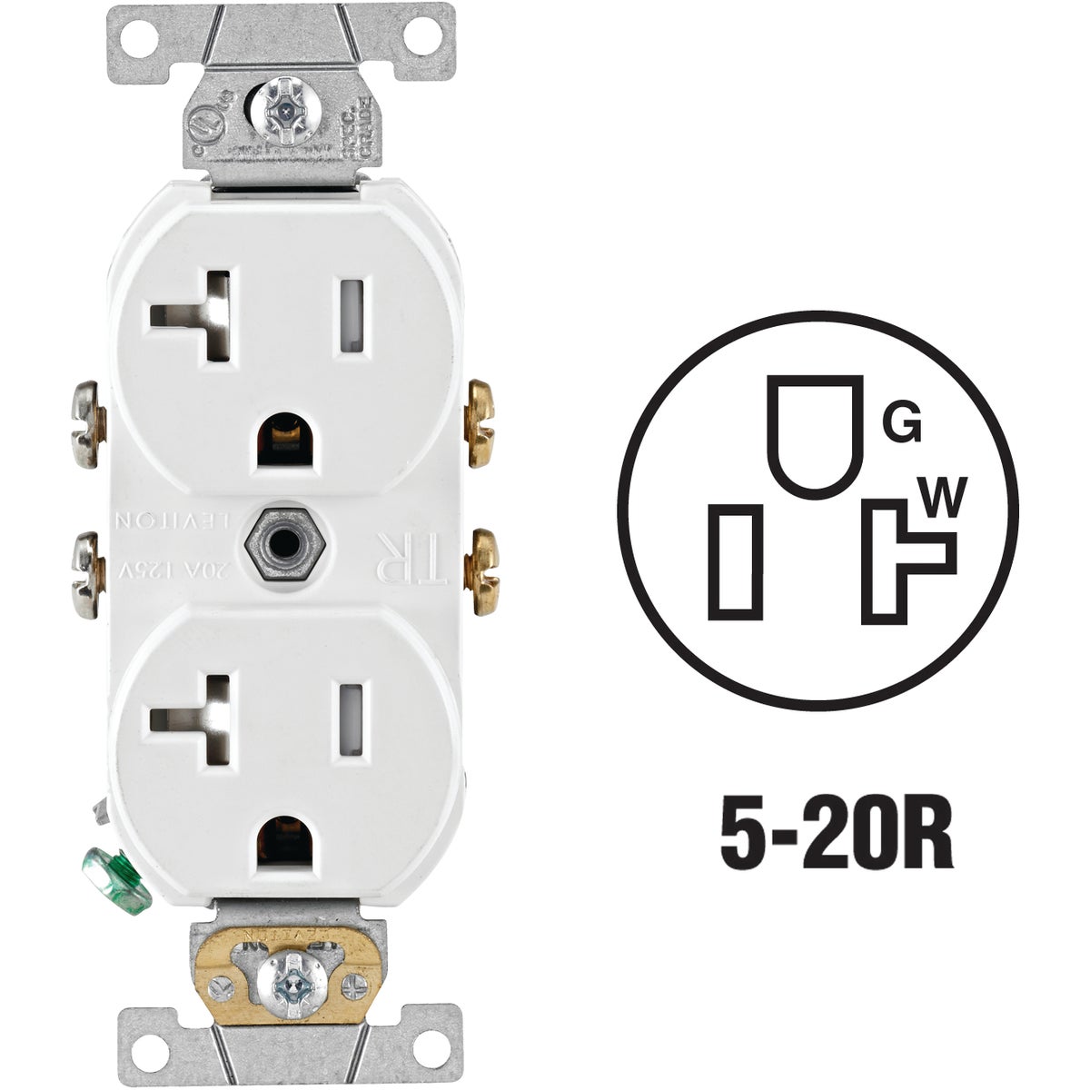 20A WHITE TAMP RES RECEP - S02-TBR20-00W by Leviton Mfg Co