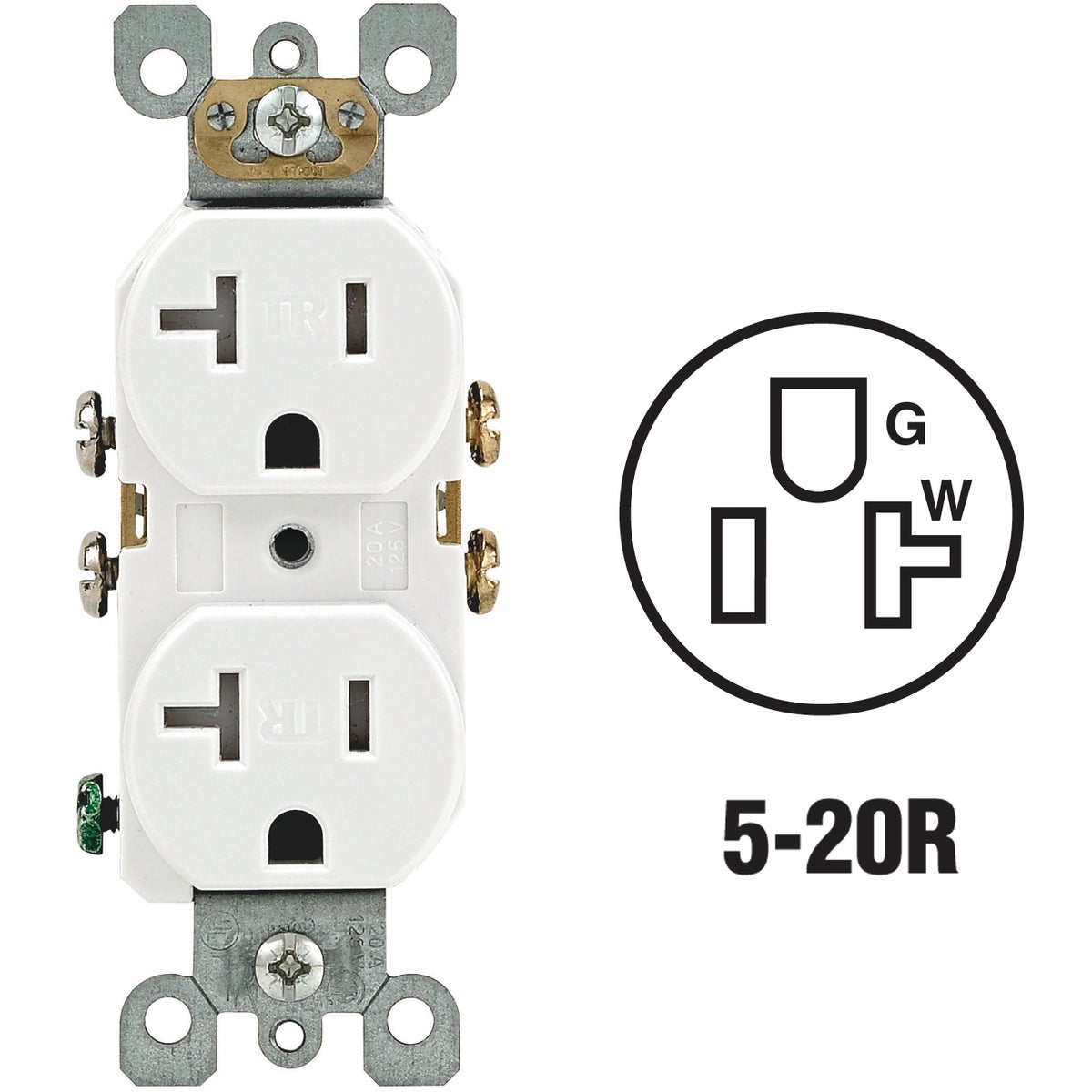 20A WHITE TAMP RES RECEP - S02-T5820-0WS by Leviton Mfg Co
