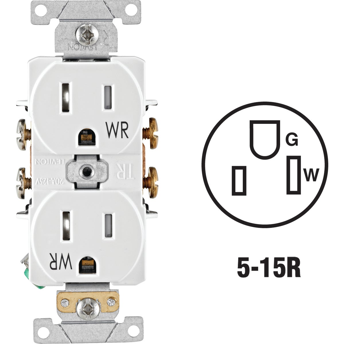 WHI 15A TR WEATHRPRF REC - S02-TWR15-W by Leviton Mfg Co